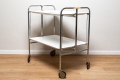 Carrello bar o portavivande in plastica e metallo cromato, Anni '70