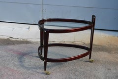 Carrello Bar Portavivande 1950 Cesare Lacca in legno e Ottone forma Ovale