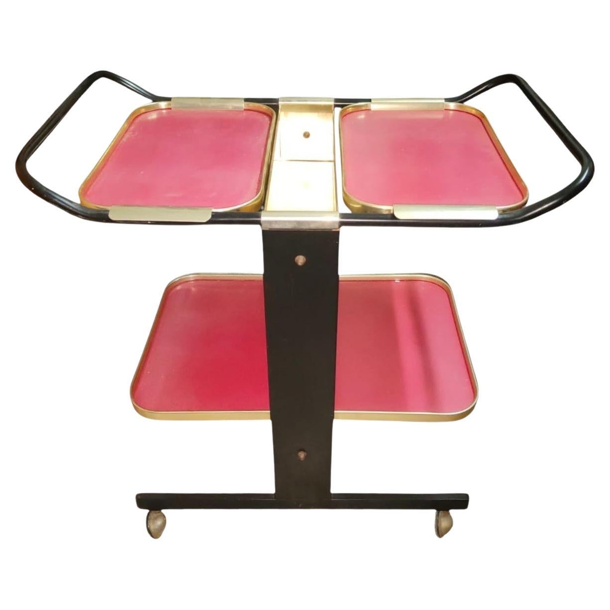 Carrito de bar diseñado por Ico Parisi para MB Italia, años 70