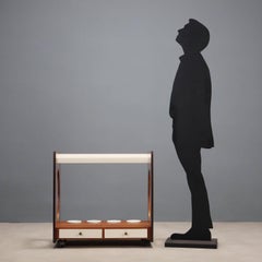 Vintage 60s-70s bar cart made of wood and glass