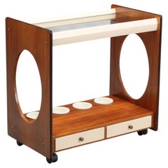 Vintage 60s-70s bar cart made of wood and glass