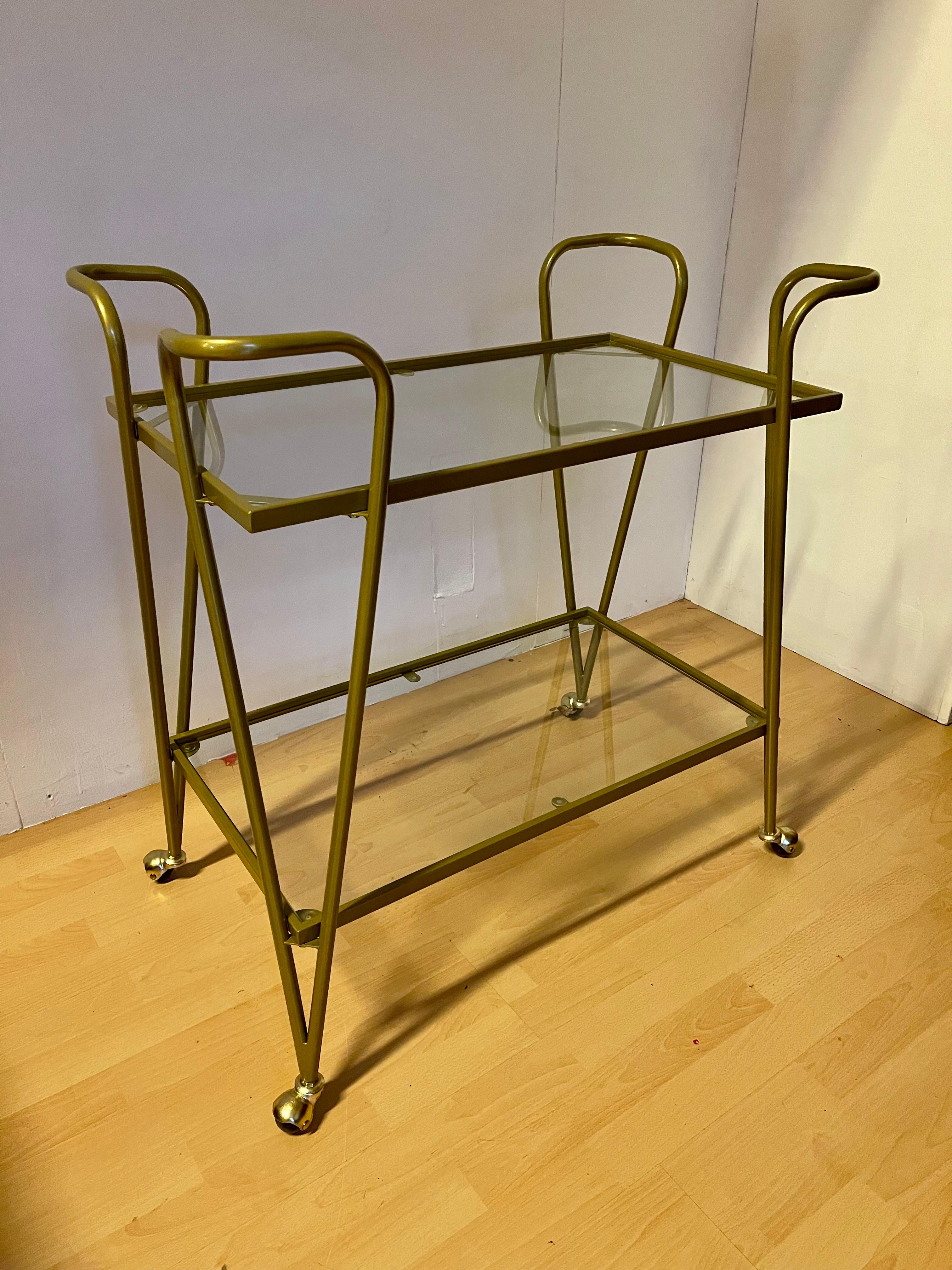 Carrello bar vintage in metallo ottonato, stile modernista italiano anni '90 in vendita 3
