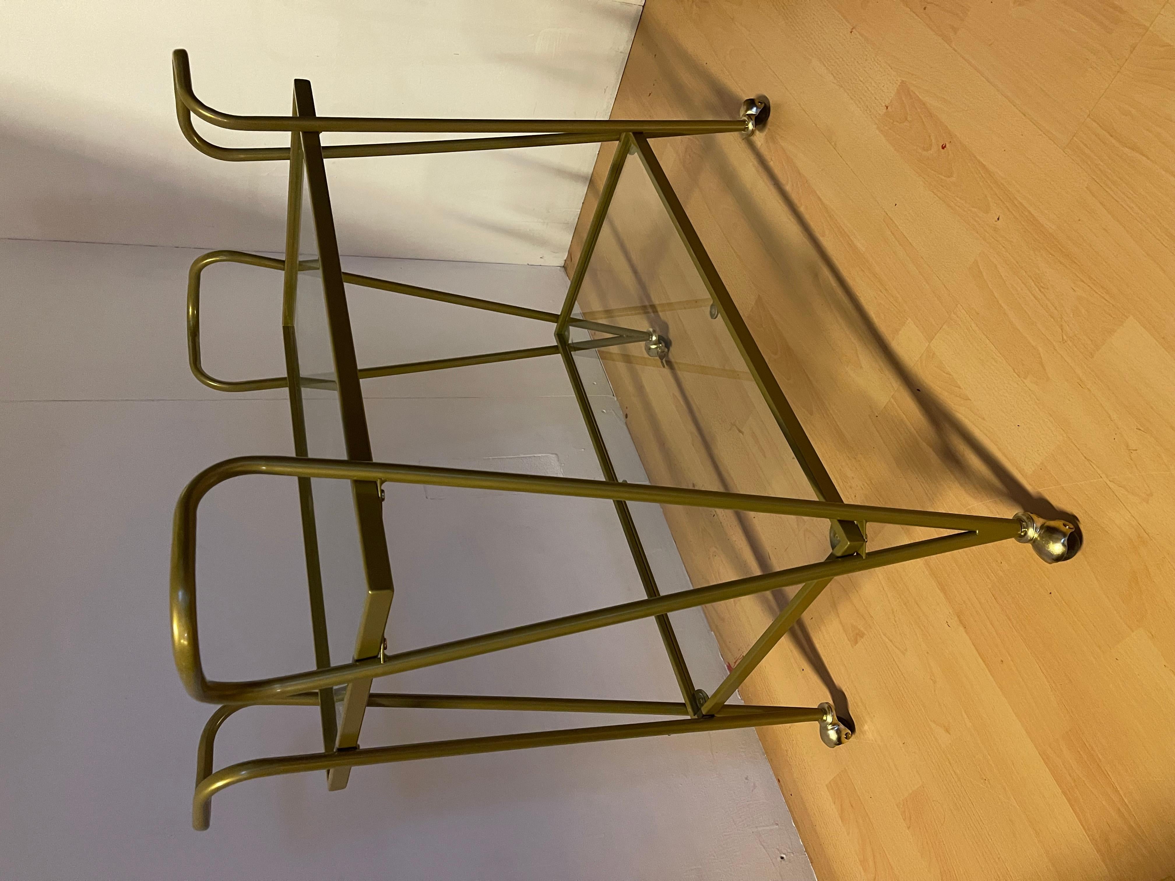Italian Carrello bar vintage in metallo ottonato, stile modernista italiano anni '90 in vendita