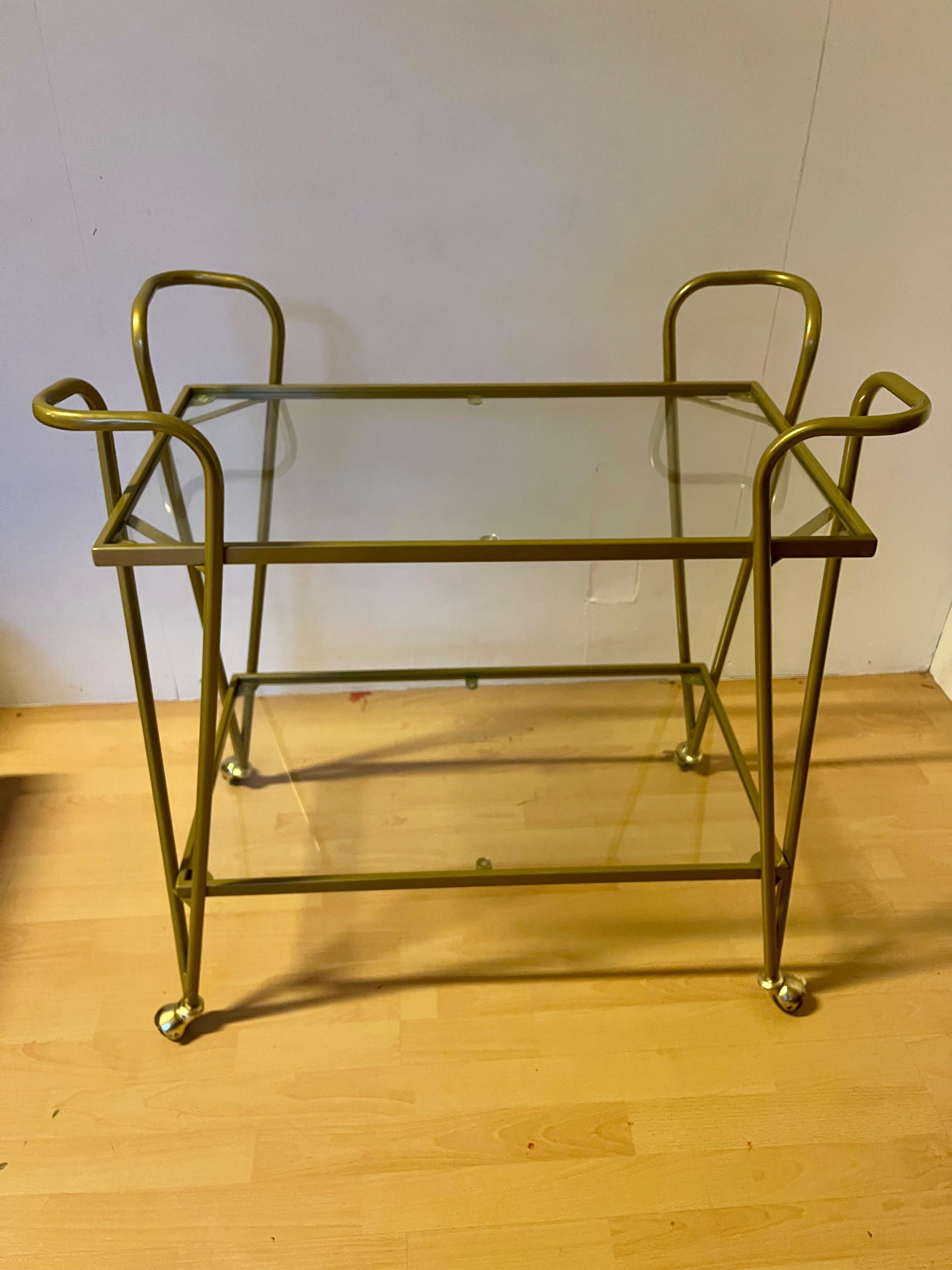 20th Century Carrello bar vintage in metallo ottonato, stile modernista italiano anni '90 in vendita