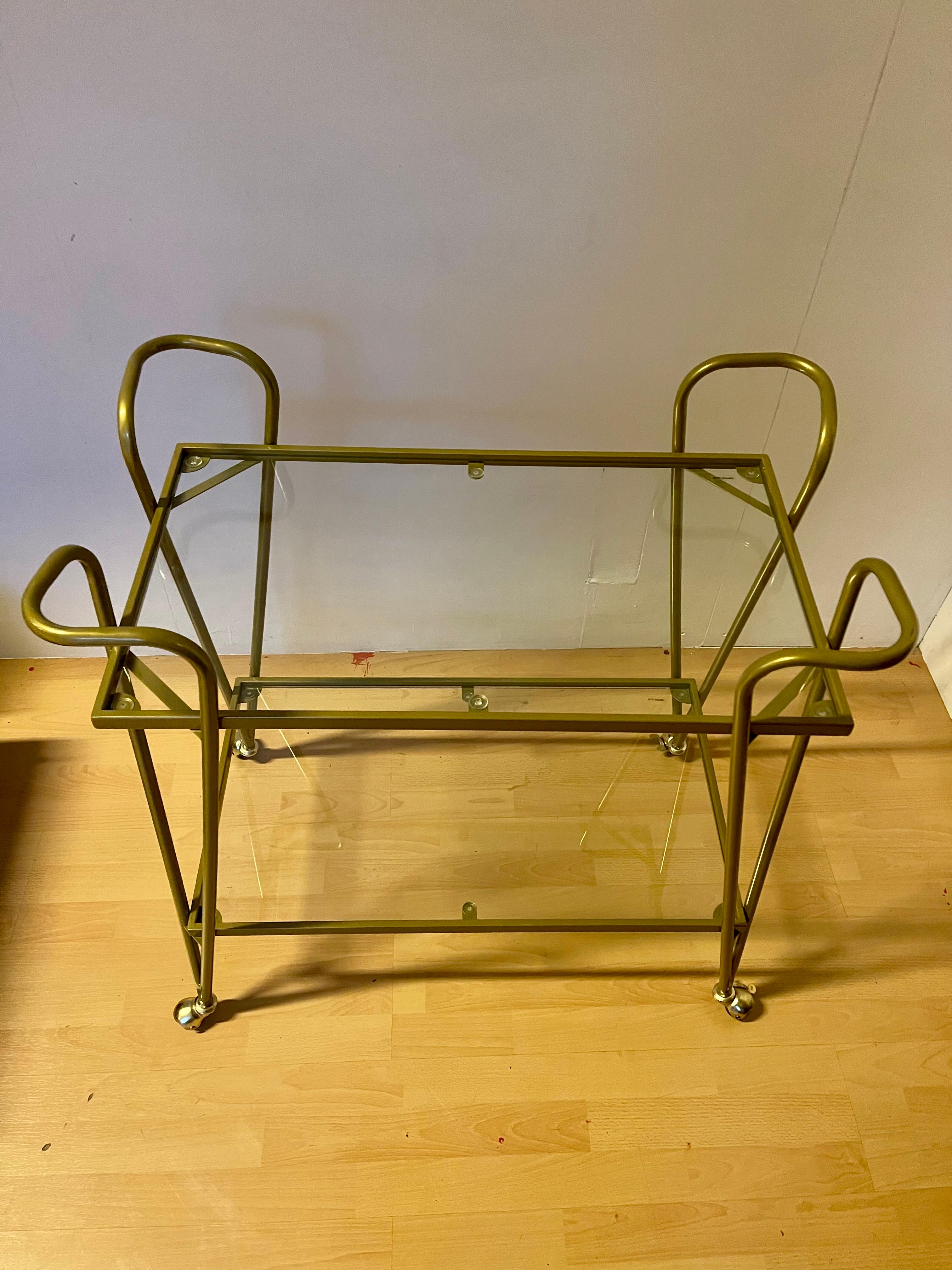 Metallo Carrello bar vintage in metallo ottonato, stile modernista italiano anni '90 in vendita