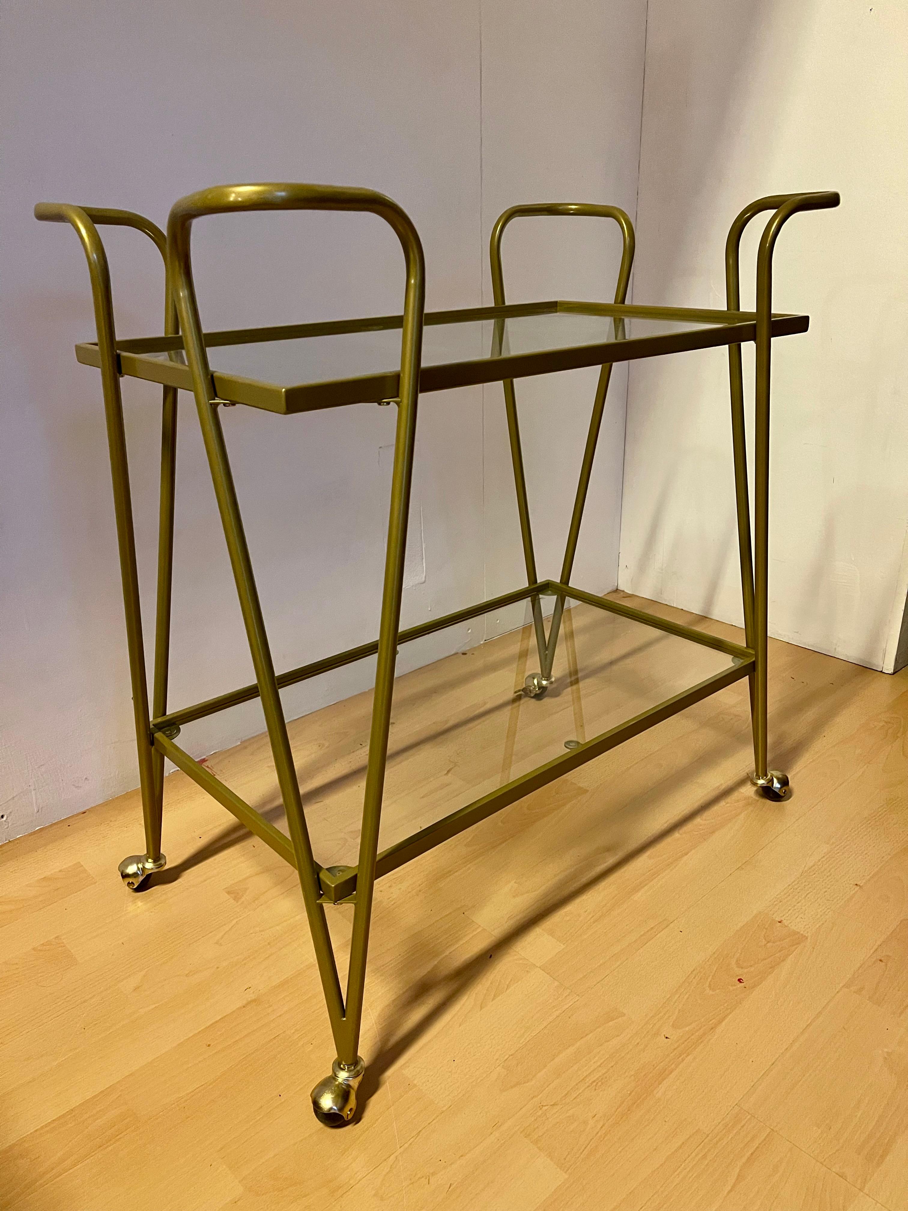 Carrello bar vintage in metallo ottonato, stile modernista italiano anni '90 in vendita 2