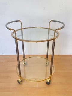 Vintage Brass and Glass Bar Trolley - 1960s, Elegant Design