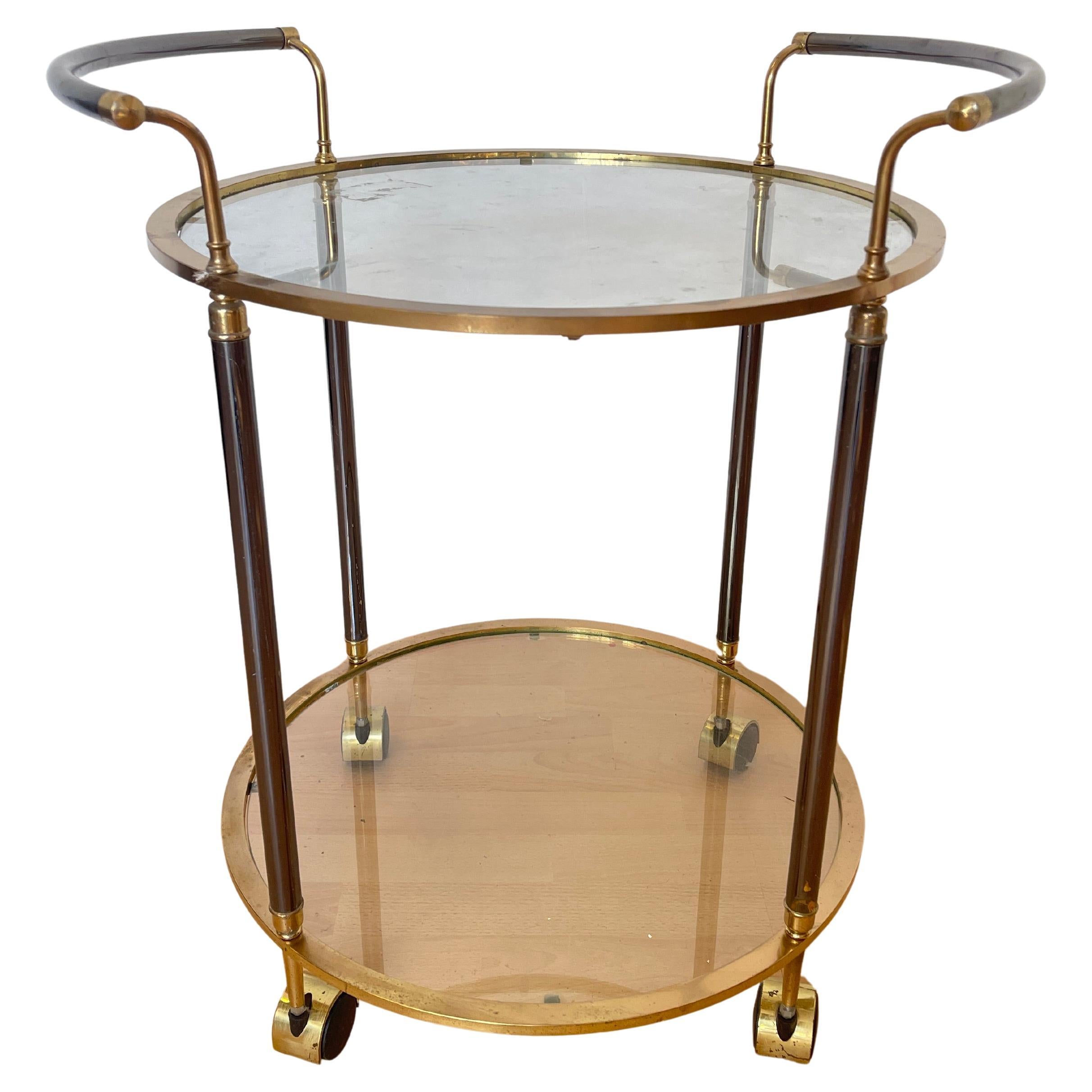 Vintage Brass and Glass Bar Trolley - 1960s, Elegant Design