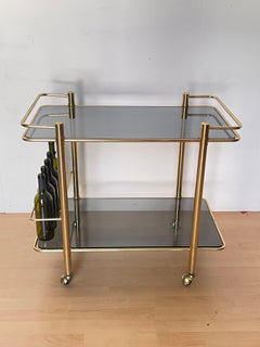 Vintage Brass and Smoked Glass Bar Trolley - "Golden Lounge"