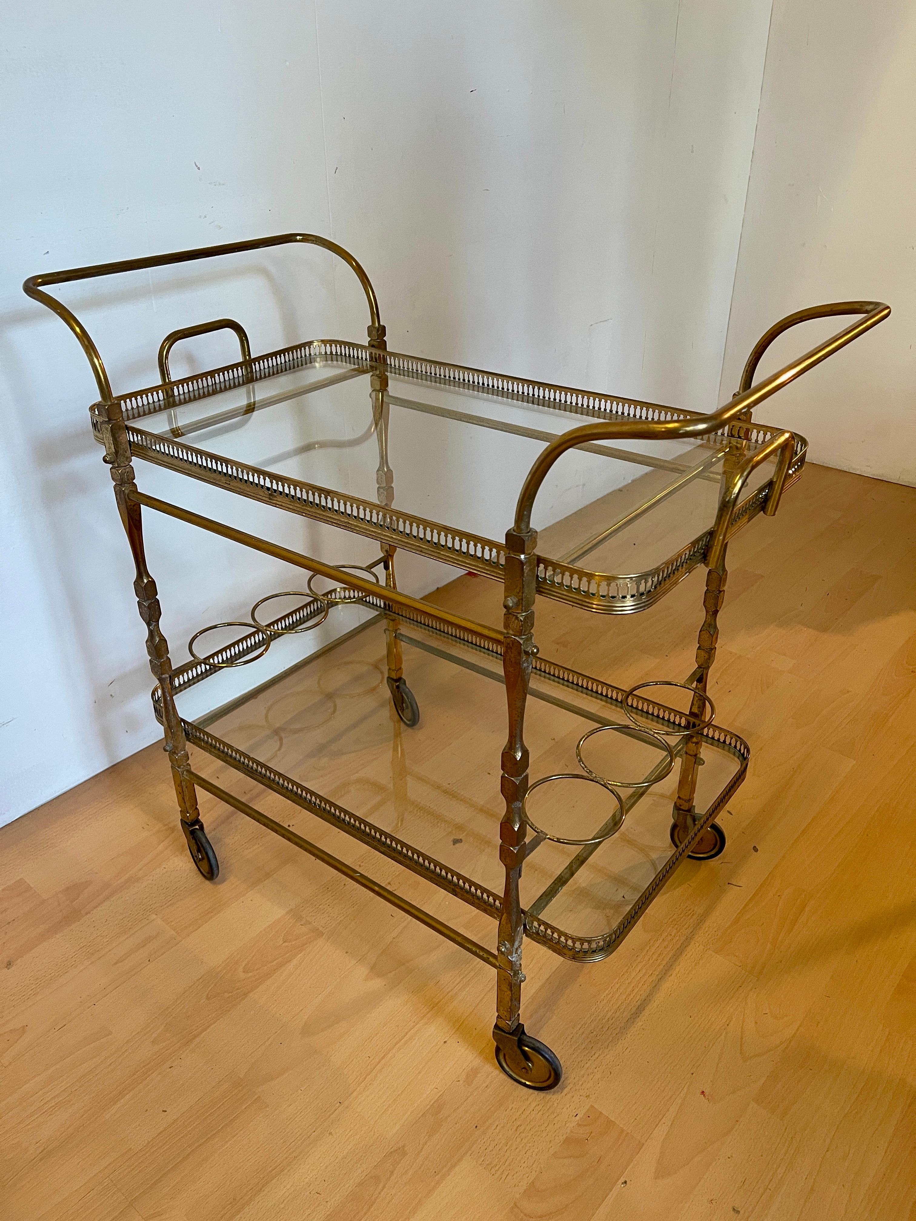Carrello bar vintage in ottone stile francese a anni '50 in vendita 2