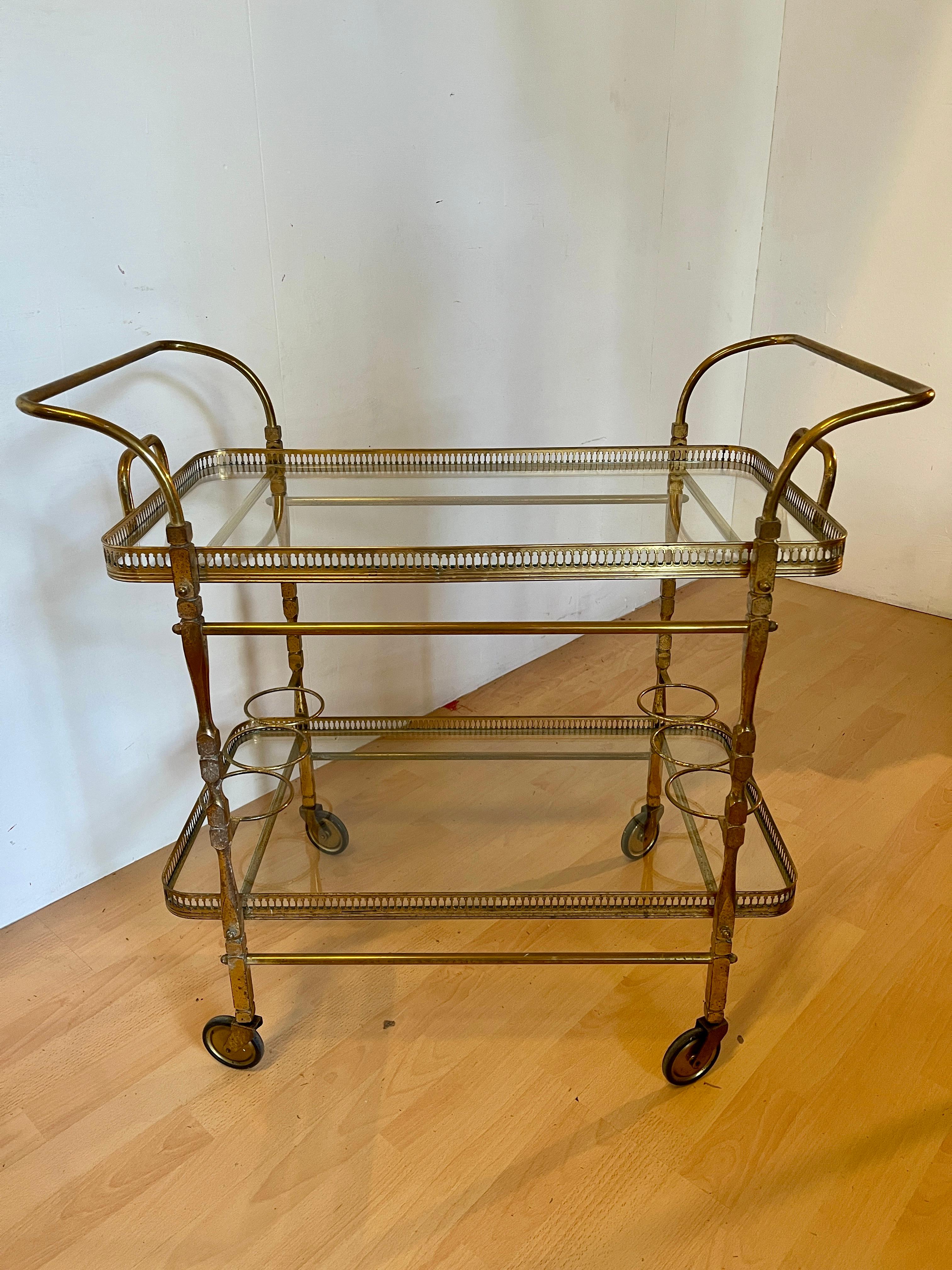 Carrello bar vintage in ottone stile francese a anni '50 in vendita 5