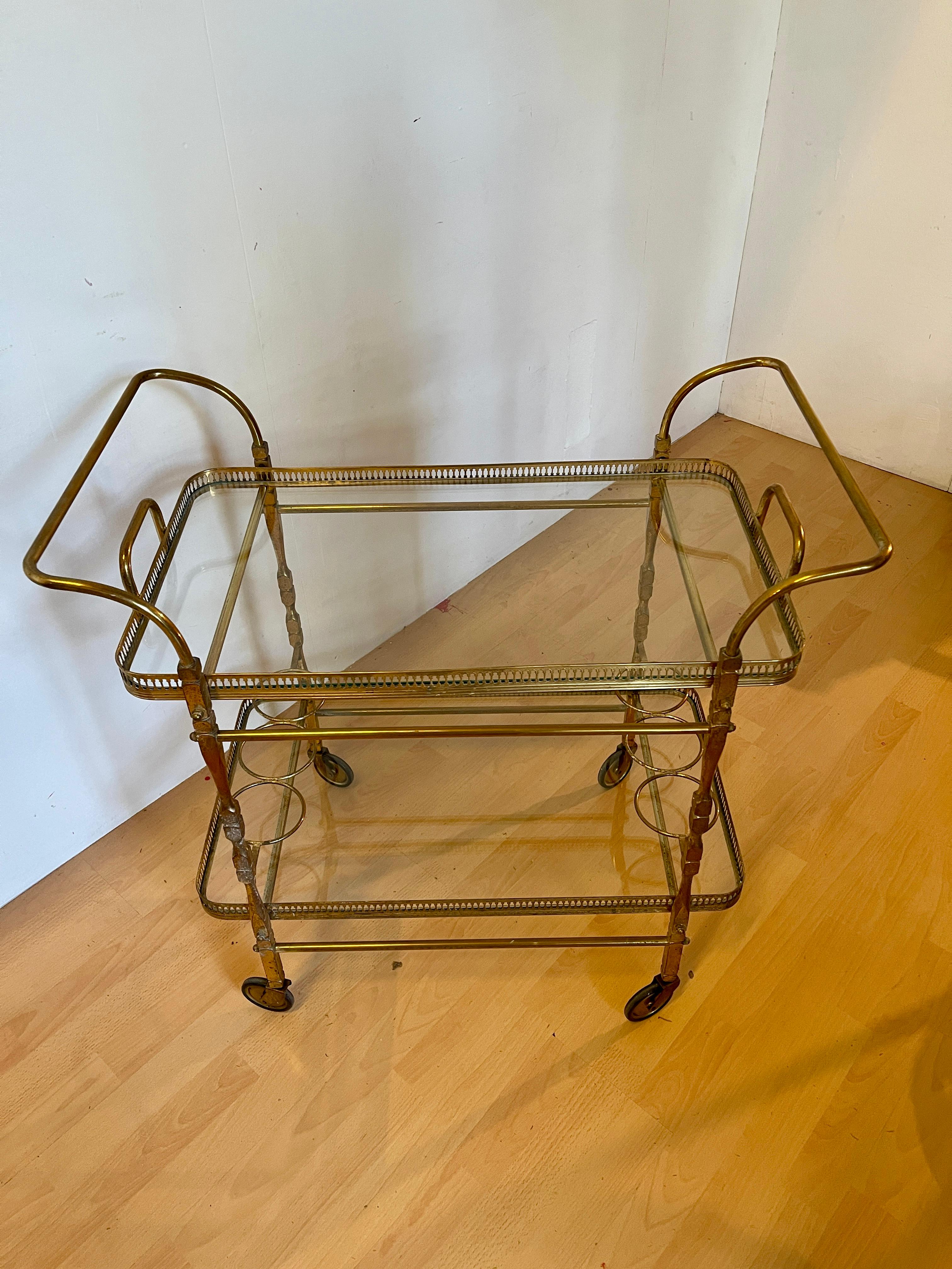 Carrello bar vintage in ottone stile francese a anni '50 in vendita 6