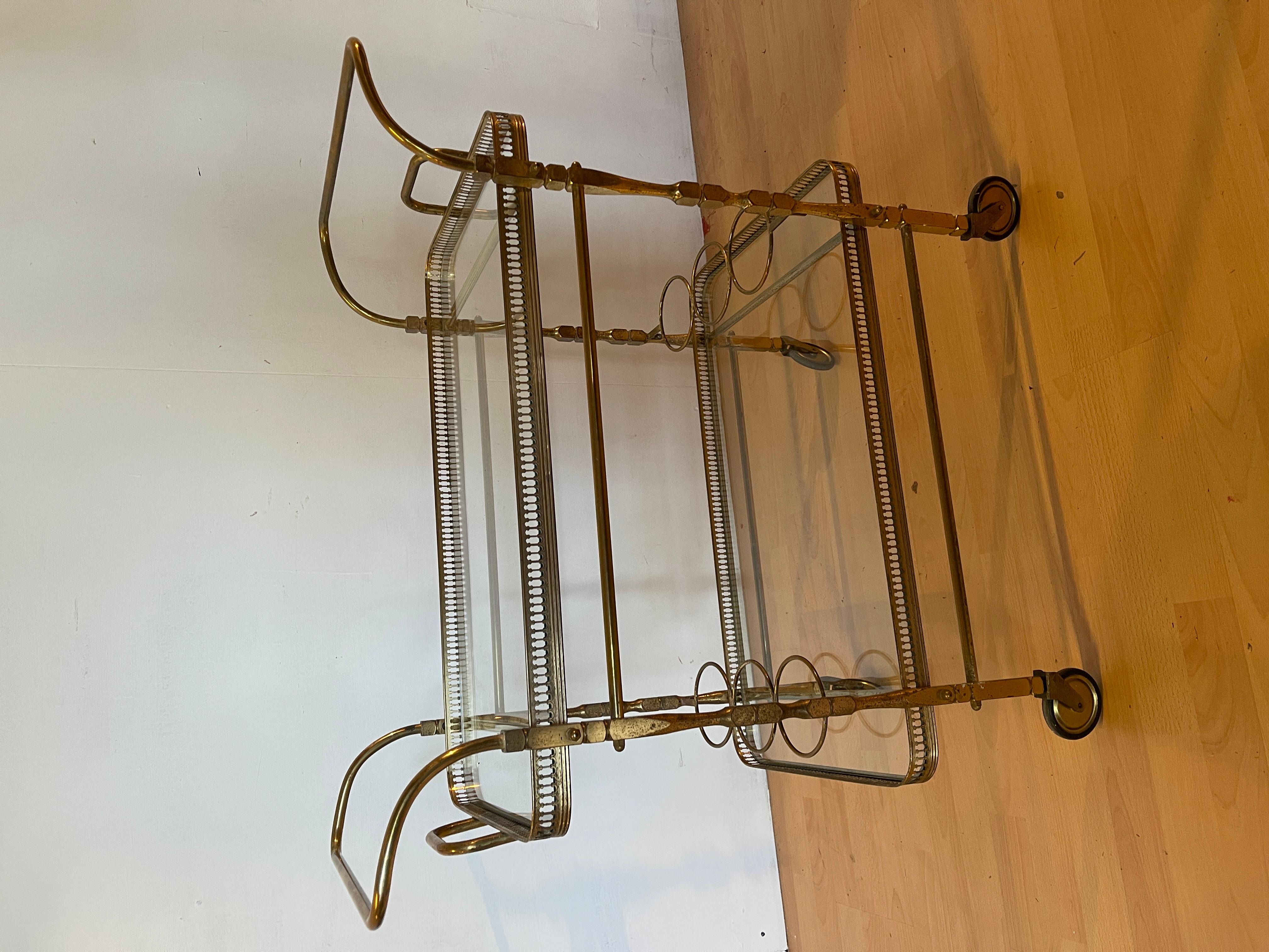 Altro Carrello bar vintage in ottone stile francese a anni '50 in vendita