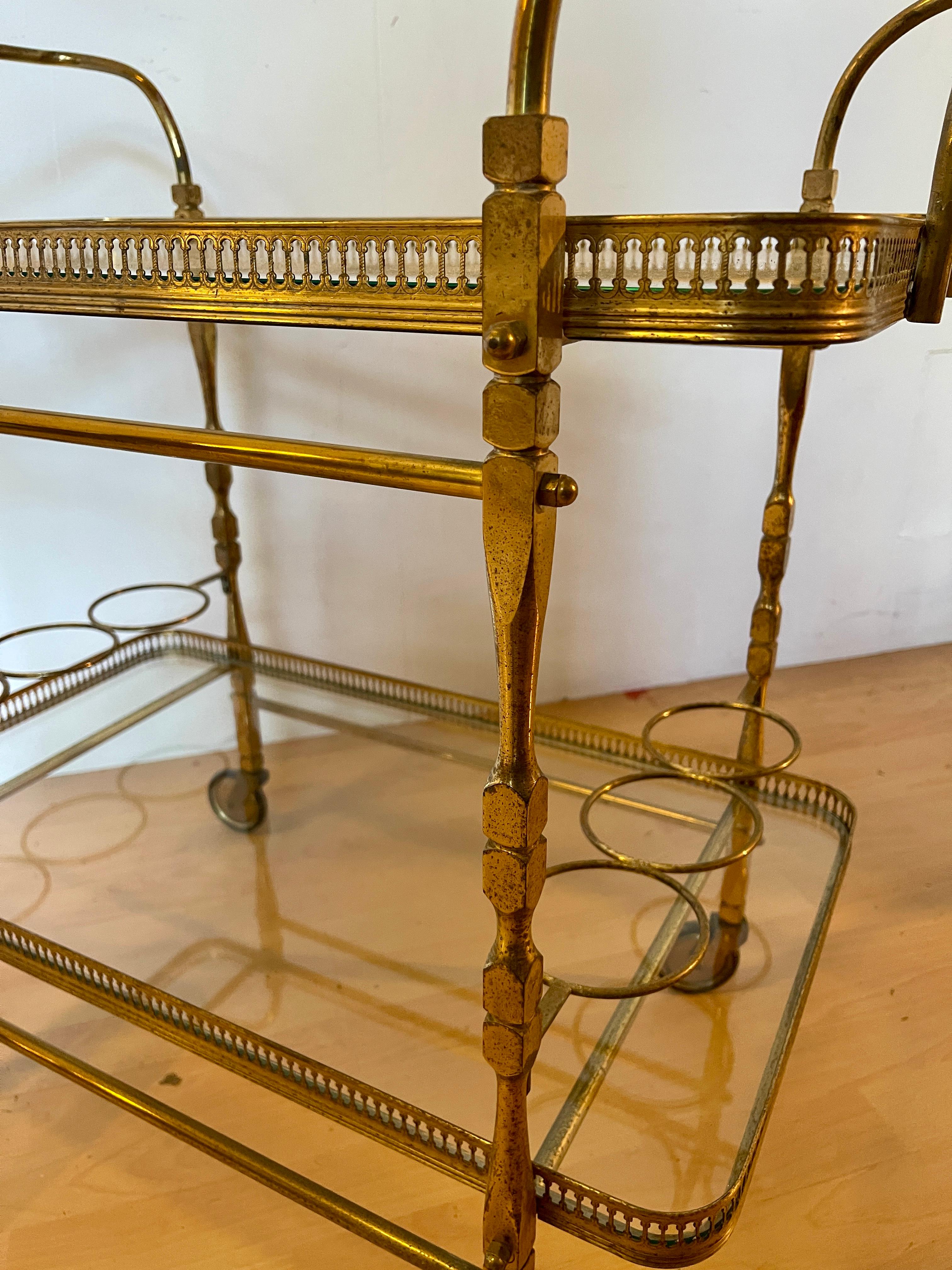Altro Carrello bar vintage in ottone stile francese a anni '50 in vendita