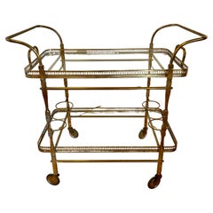 Carrello bar vintage in ottone stile francese a anni '50