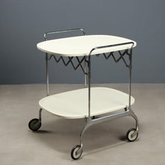 Kartell "Gastone" White Trolley 1980s By Antonio Citterio and Oliver Low