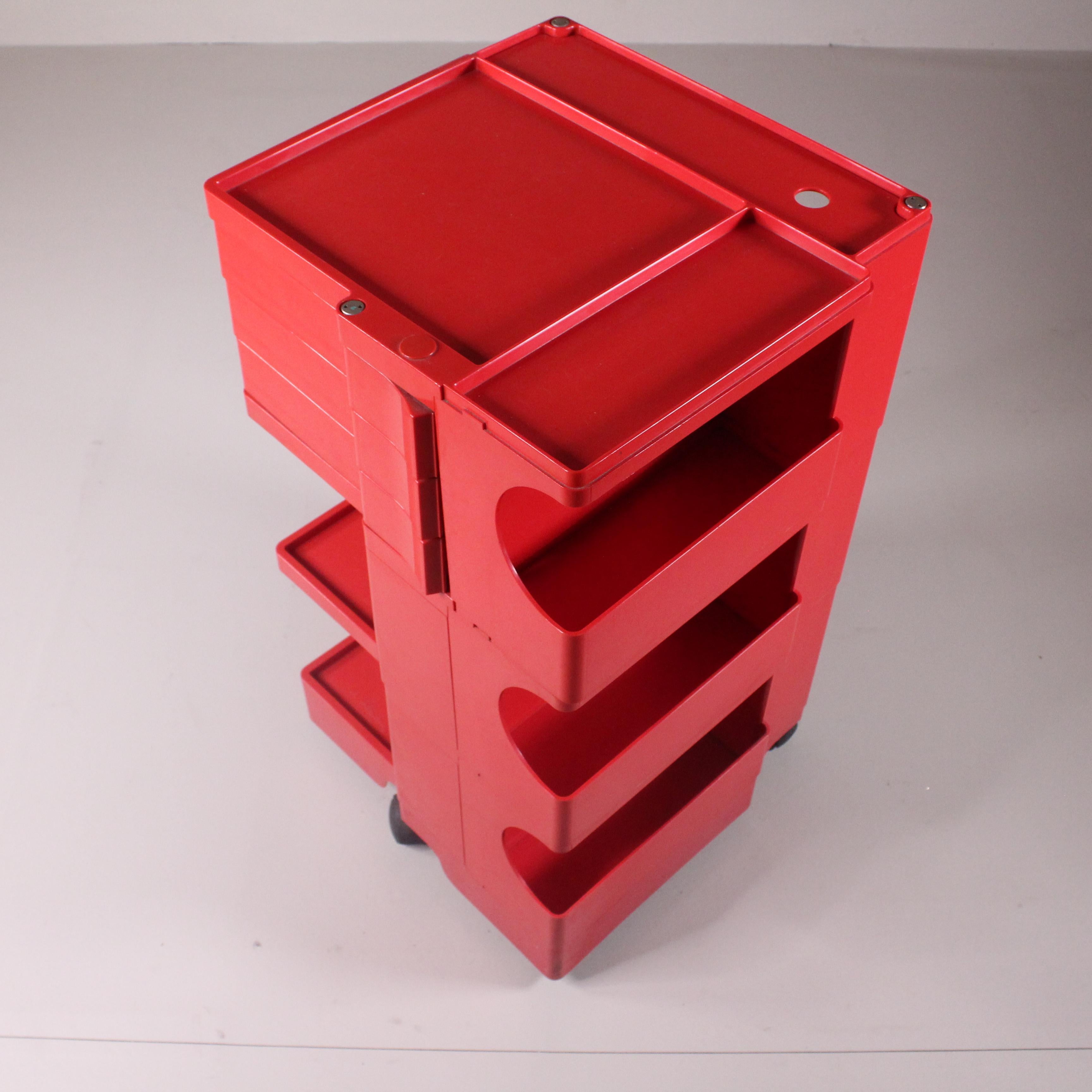Space Age Red Boby Trolley, Joe Colombo, Bieffeplast For Sale
