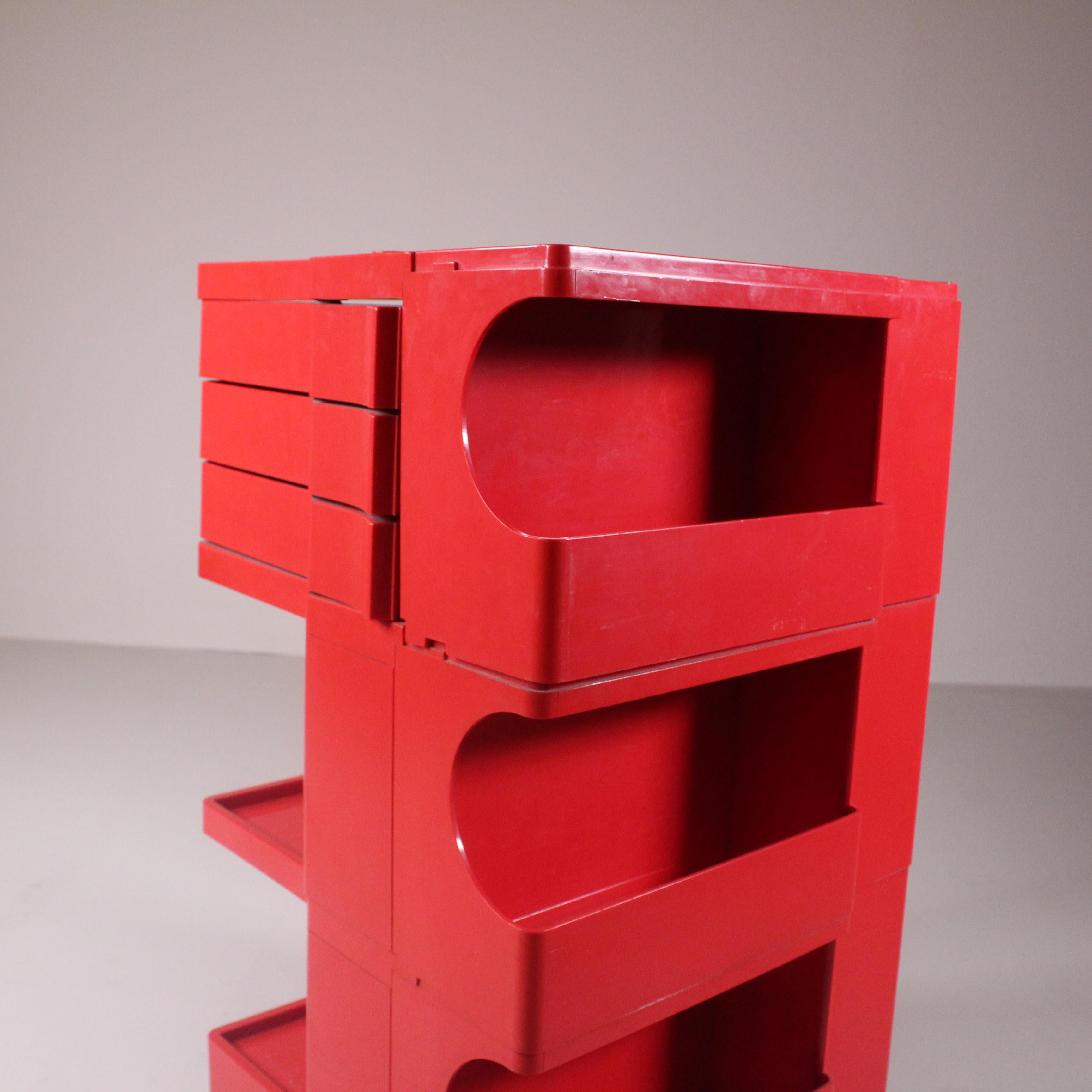 Italian Red Boby Trolley, Joe Colombo, Bieffeplast For Sale