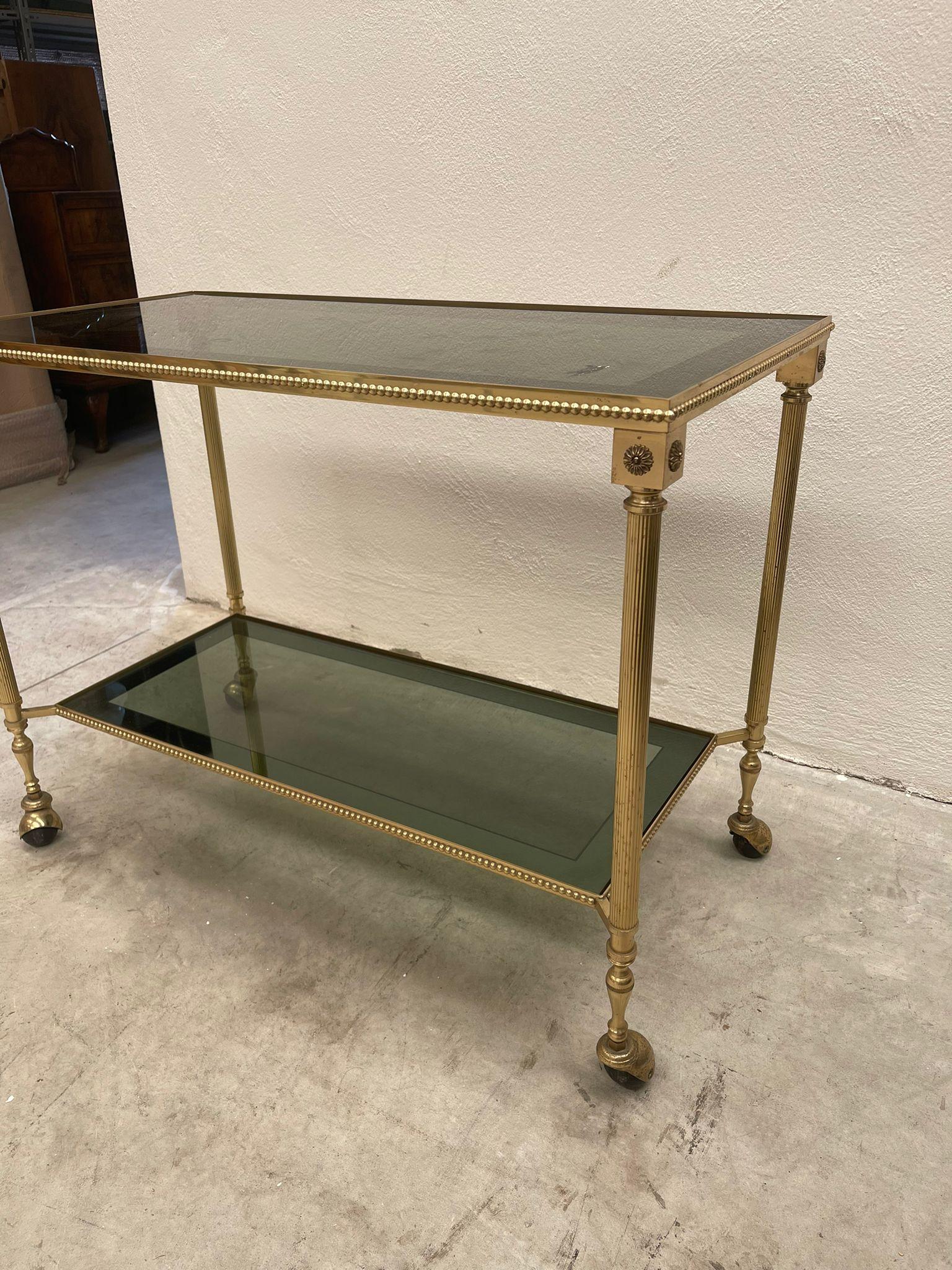Italian Trolley With Silvered Brass Glazing For Sale