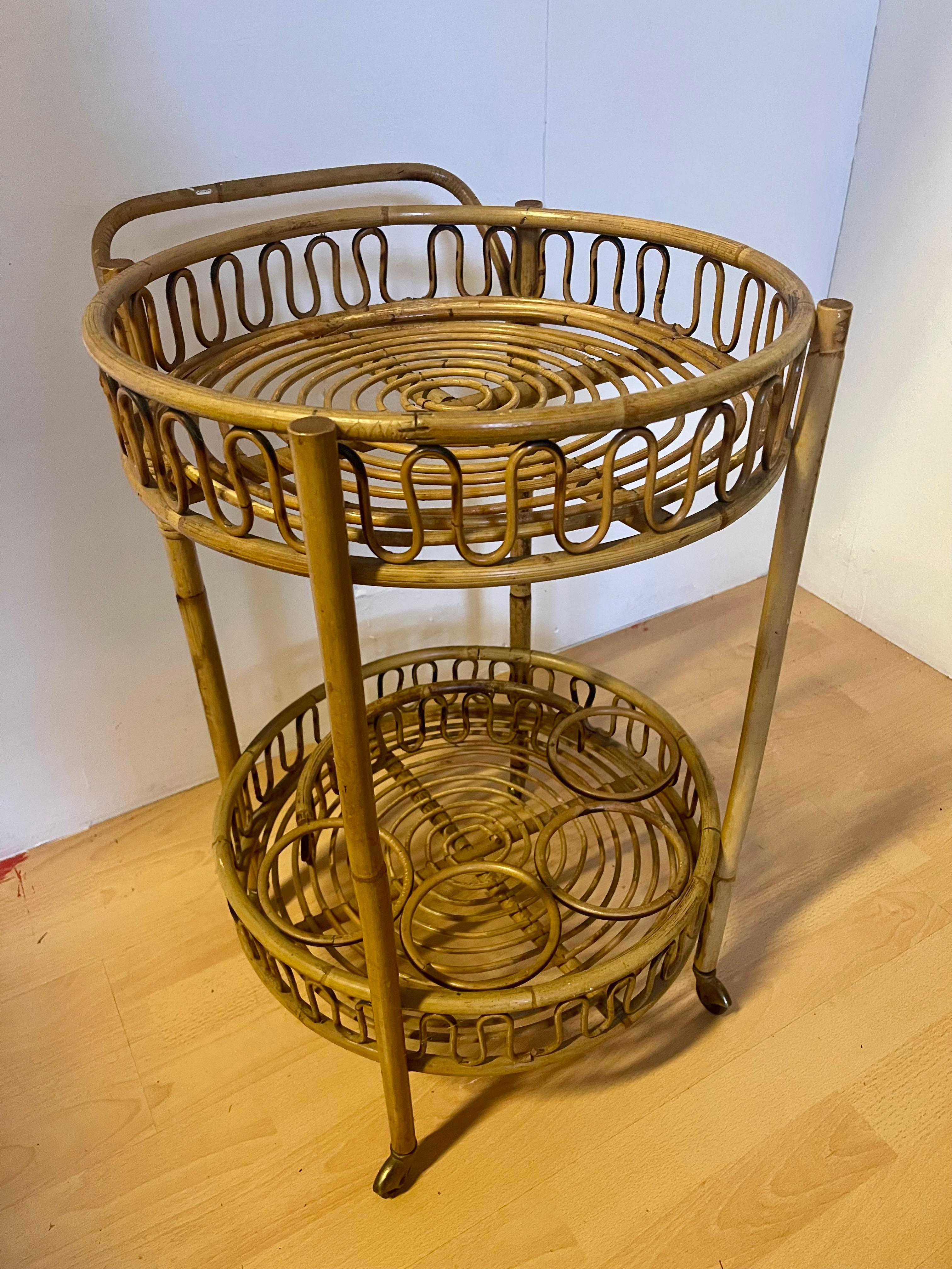 Altro Carrello da bar in bambu del 1960, stile Vittorio Bonaci in vendita