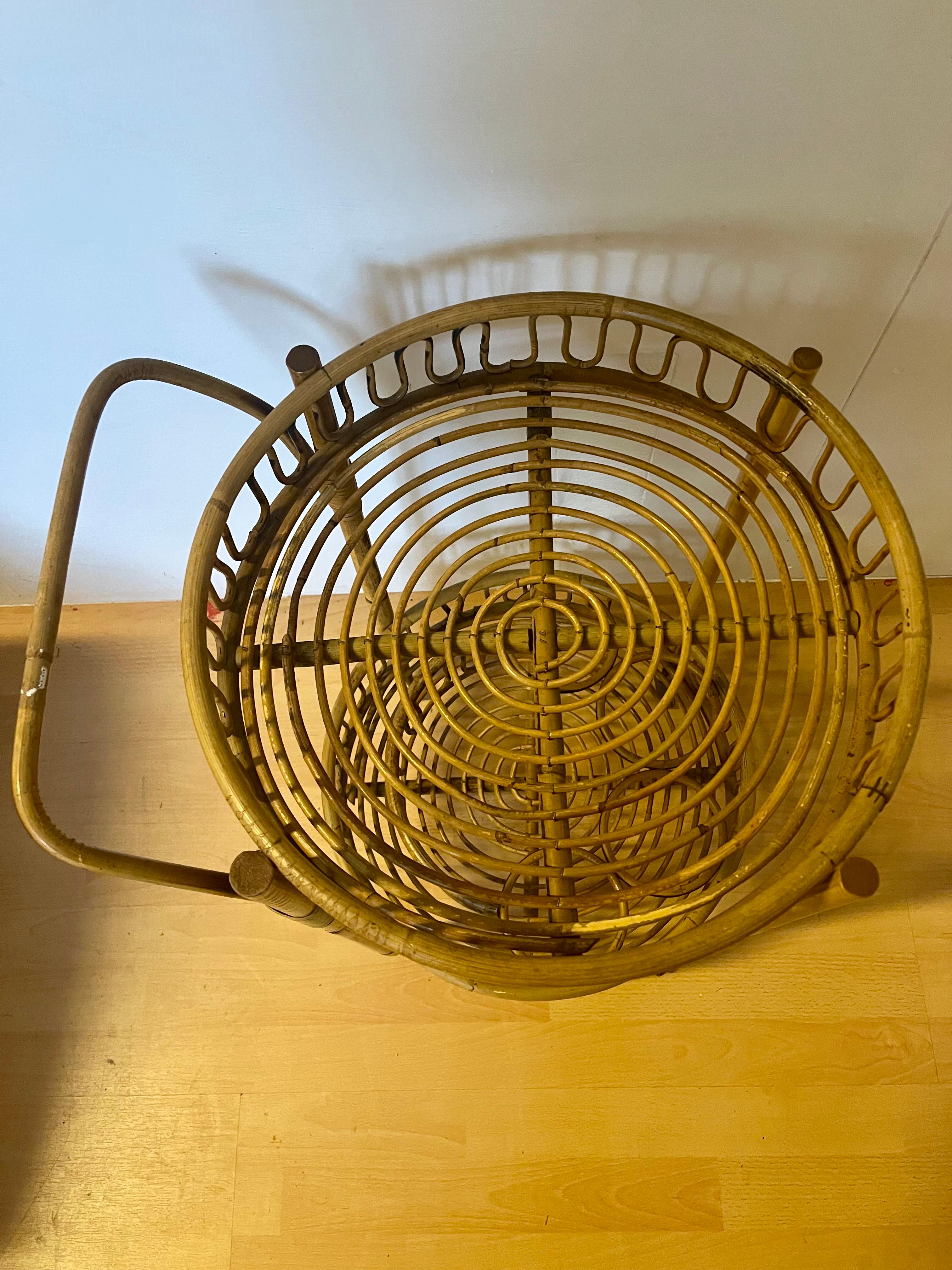Carrello da bar in bambu del 1960, stile Vittorio Bonaci In condizioni buone in vendita a Cantù, IT