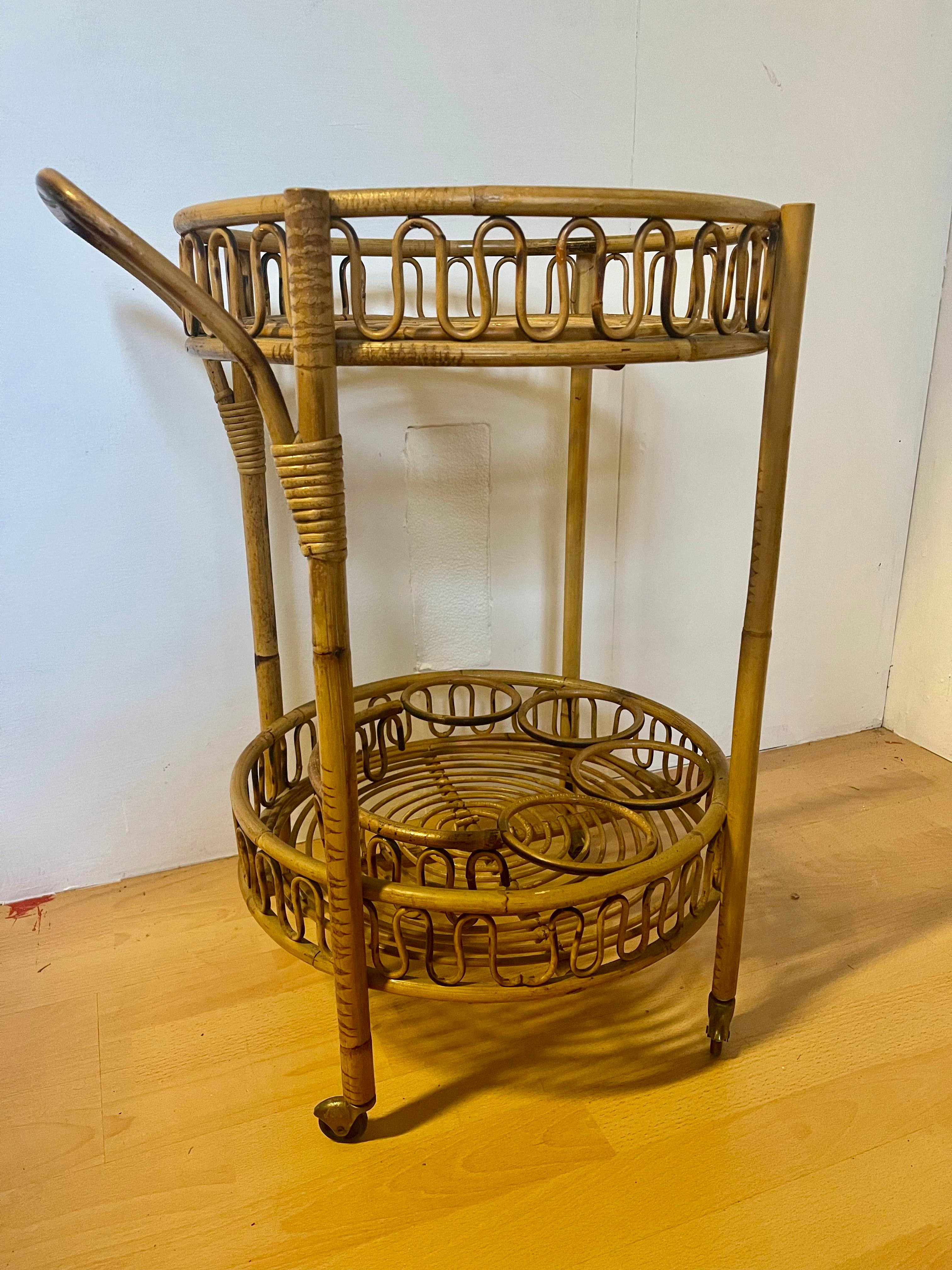 20th Century Carrello da bar in bambu del 1960, stile Vittorio Bonaci in vendita