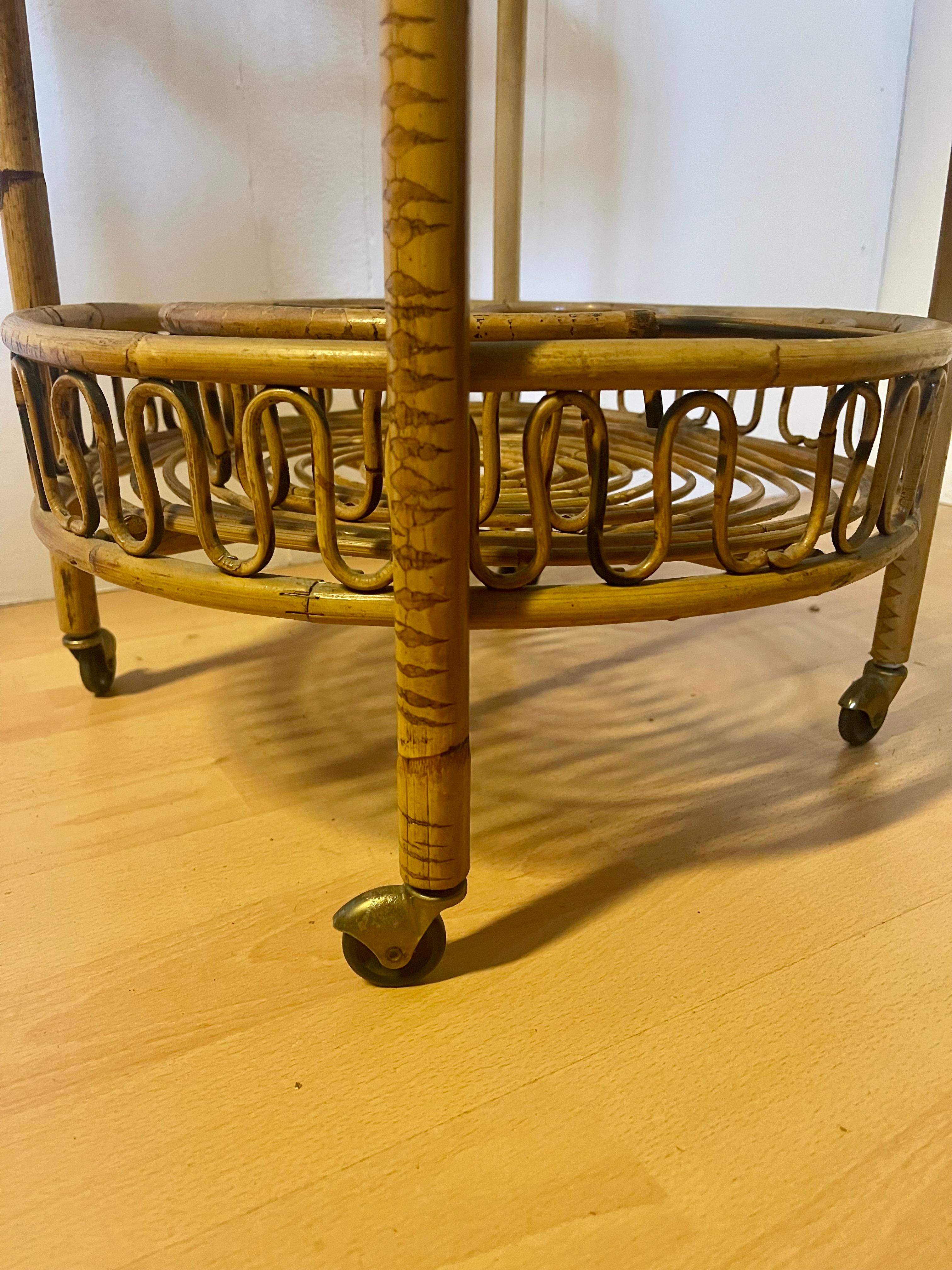 Bambù Carrello da bar in bambu del 1960, stile Vittorio Bonaci in vendita