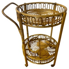 Carrello da bar in bambu del 1960, stile Vittorio Bonaci