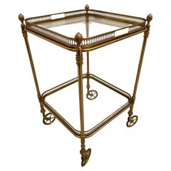 Carrello da bar in ottone dorato e vetro in stile francese della metà del 1970
