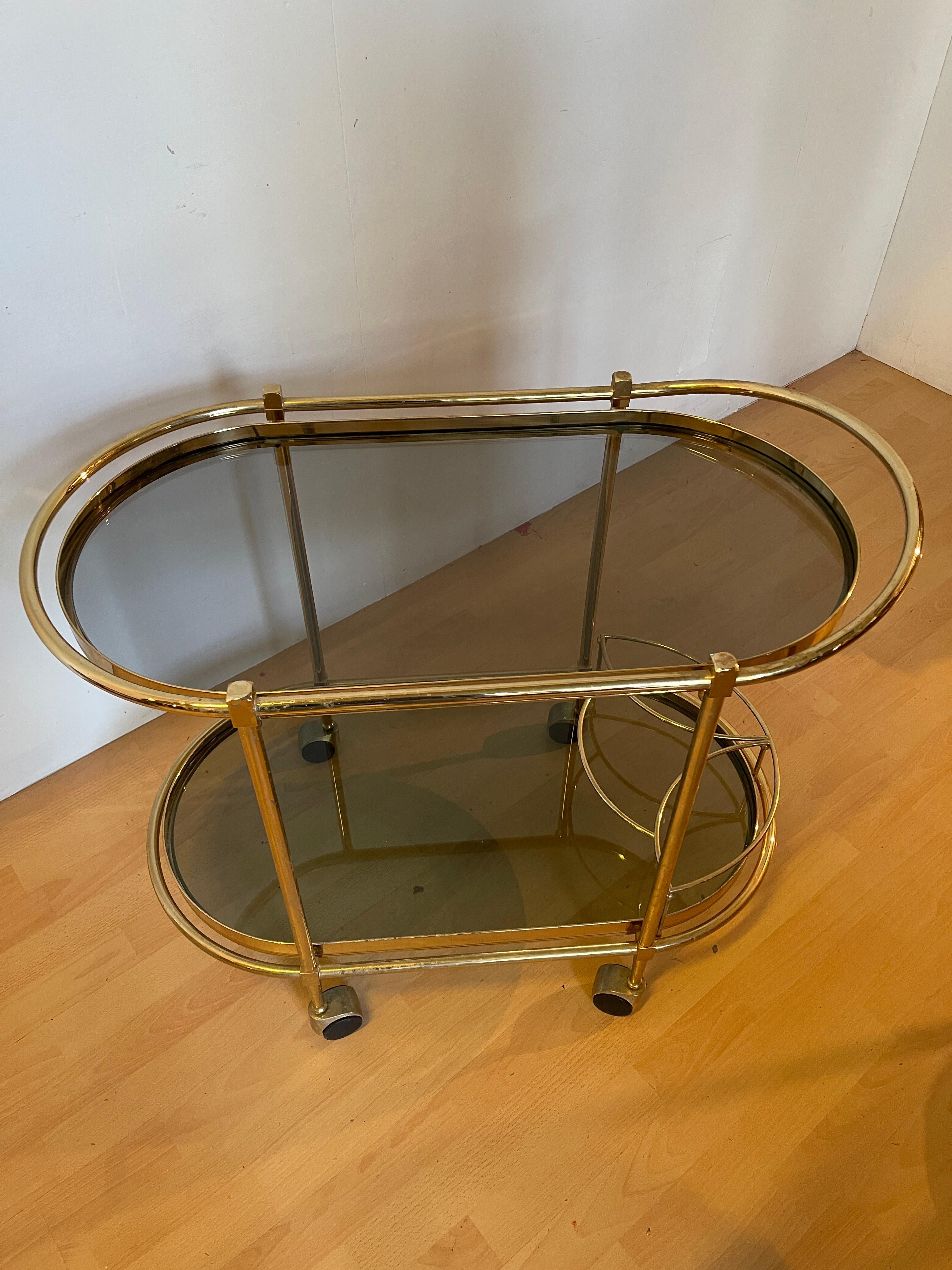 Italian Carrello da bar italiano vintage in ottone degli anni '90 in vendita