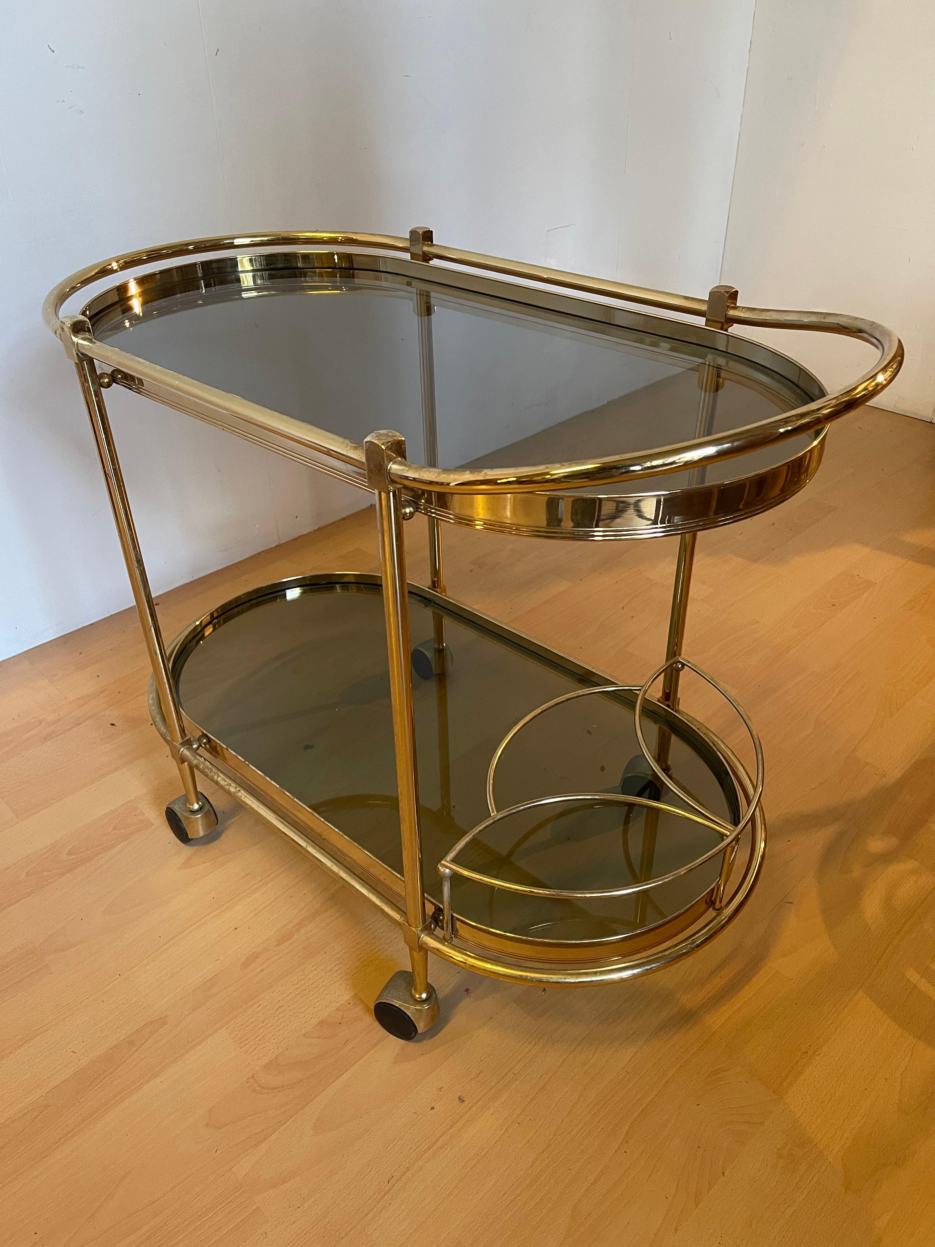 Ottone Carrello da bar italiano vintage in ottone degli anni '90 in vendita