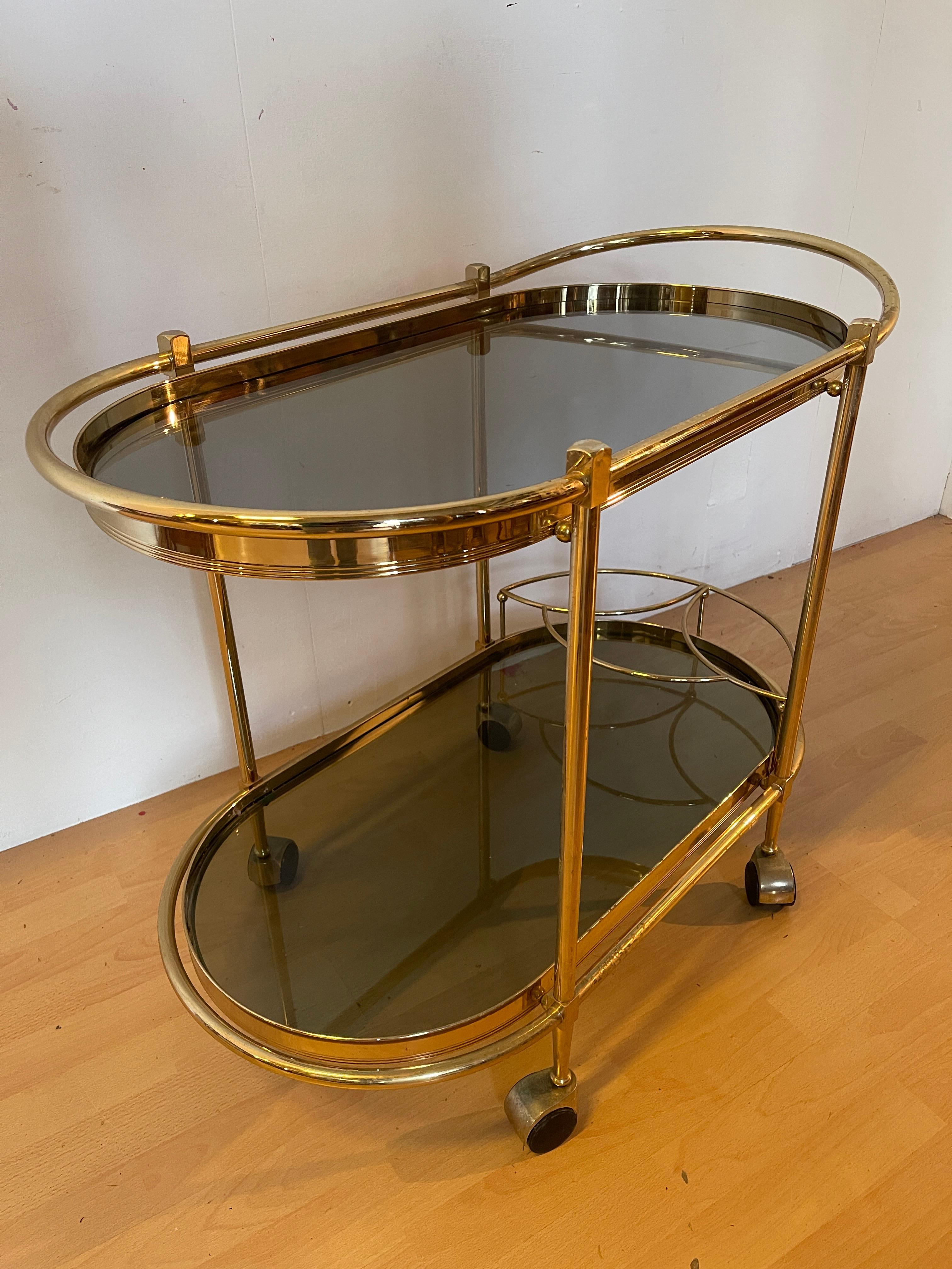 Carrello da bar italiano vintage in ottone degli anni '90 in vendita 1