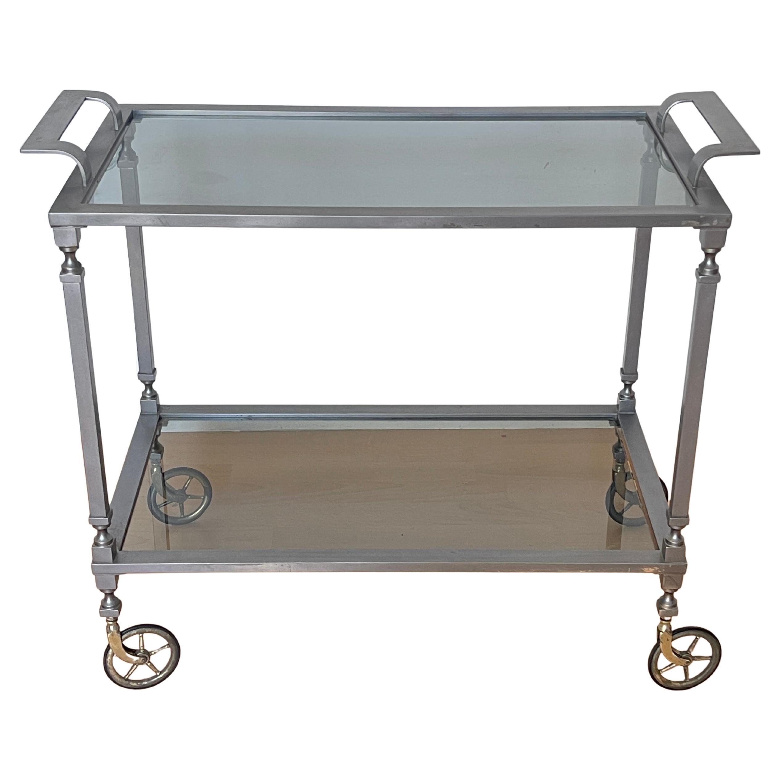 Chariot de service en métal et verre, 1990 - Design industriel vintage