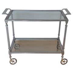 Metal and Glass Serving Trolley, 1990s- Vintage Industrial Design