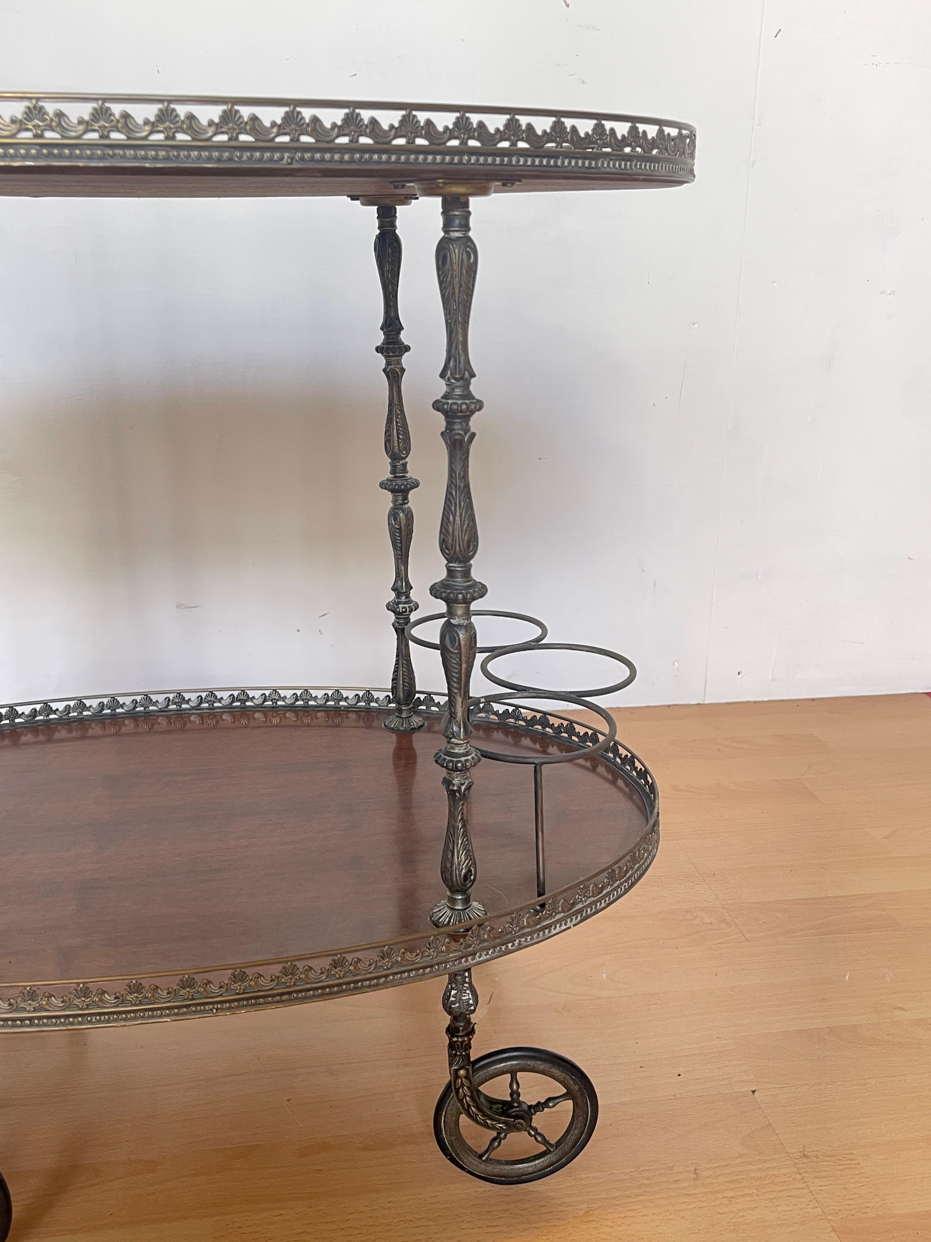 Italian Chariot de service vintage en laiton et bois - 'Grand Époque en vente