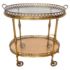 Carrito vintage de latón y cristal para servir - Estilo barroco francés