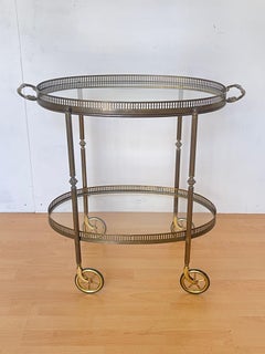 Chariot de service vintage en laiton et verre - style néoclassique des années 1950