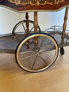 "Fior di Noce" tea trolley - Hand inlaid in vintage style
