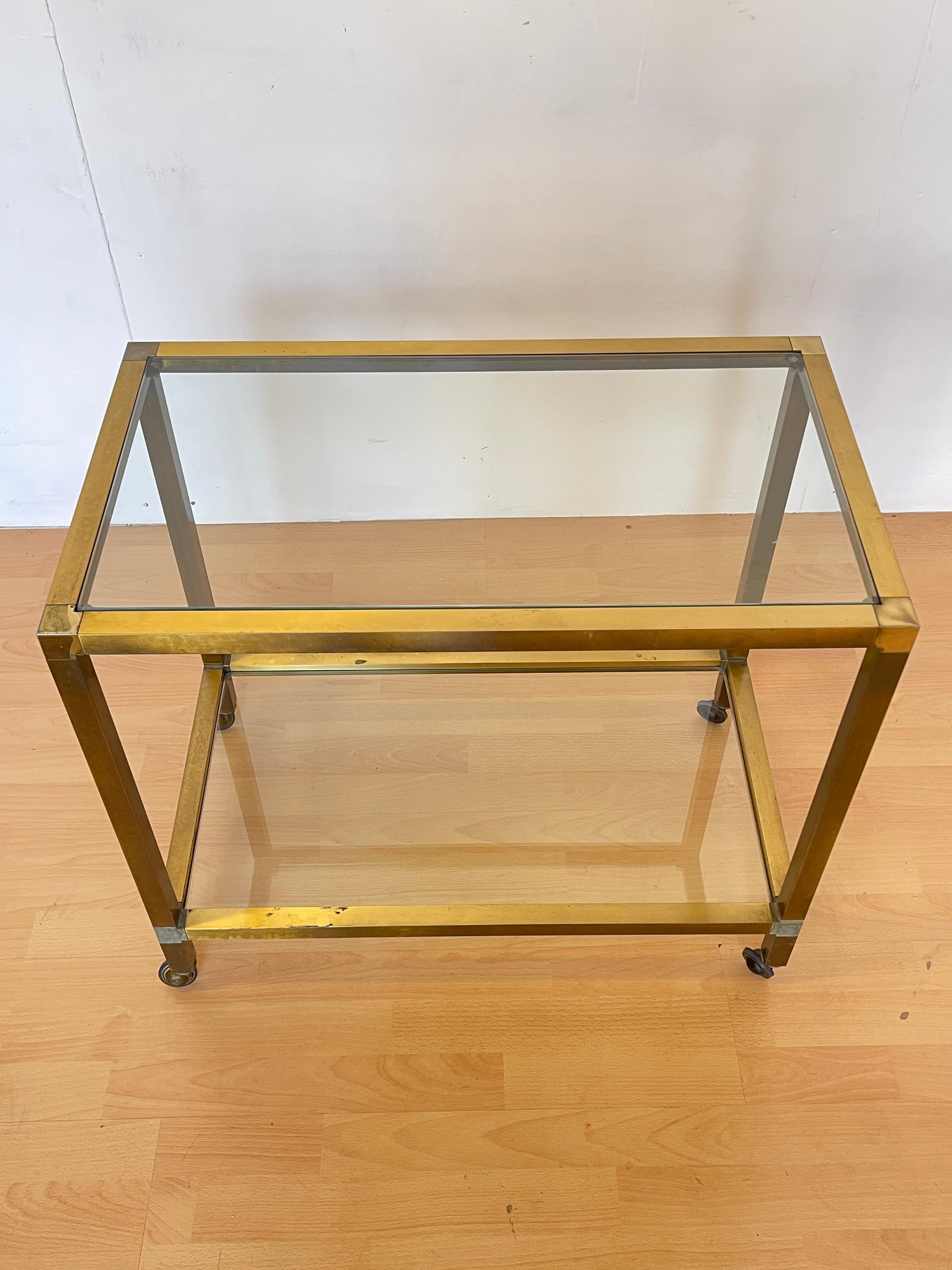 Carrello da tè vintage in ottone e vetro – Design anni '70 in vendita 2