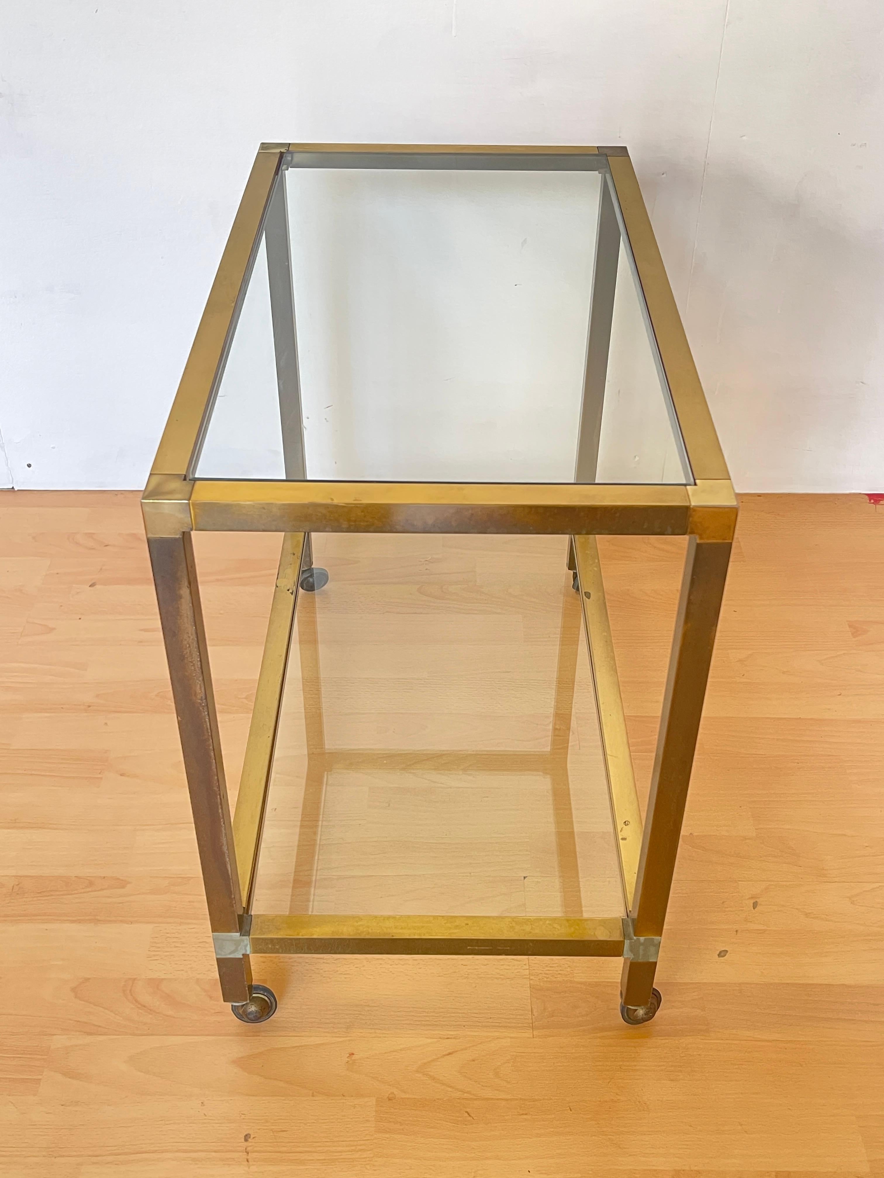 Carrello da tè vintage in ottone e vetro – Design anni '70 in vendita 3