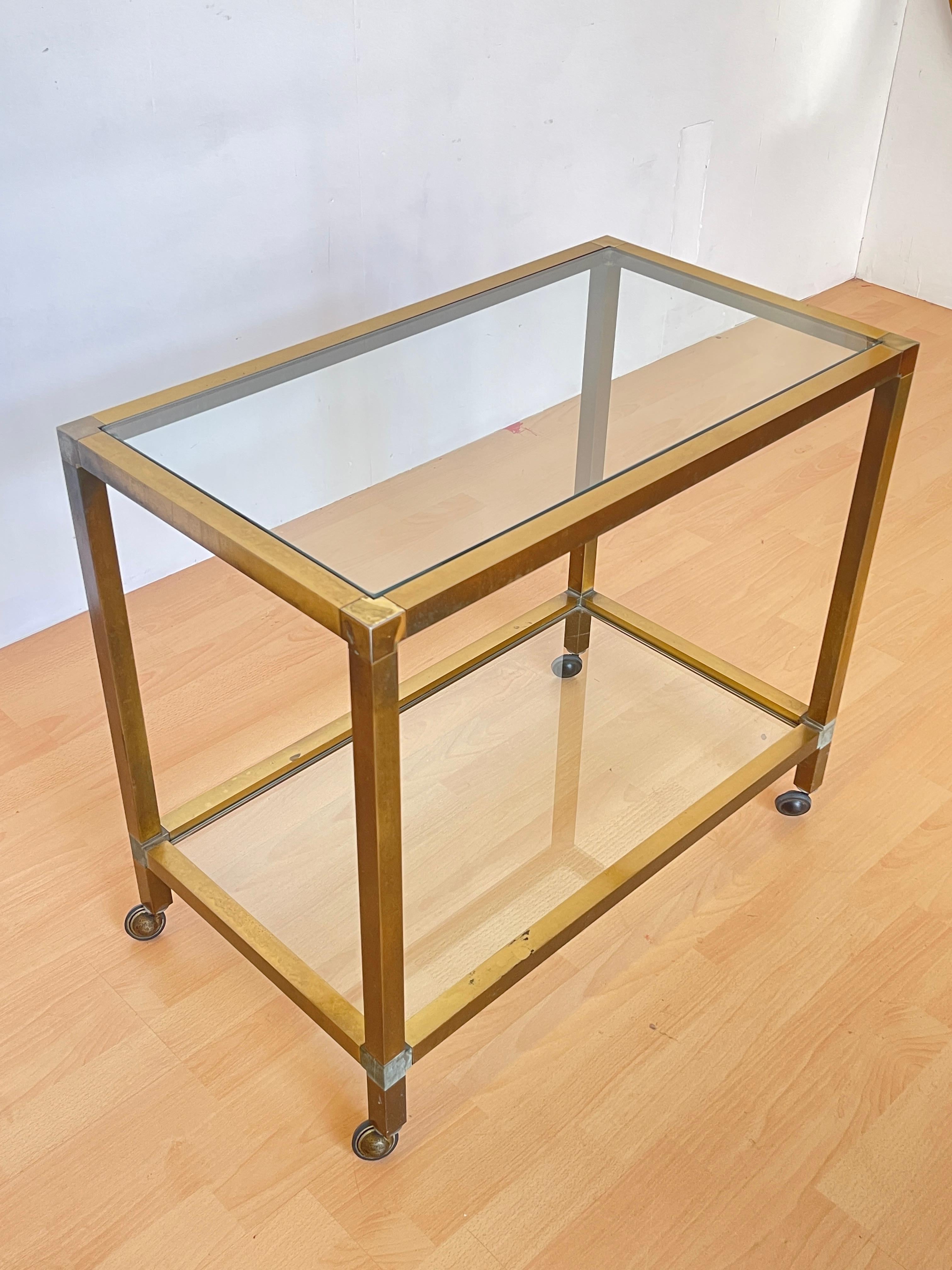Altro Carrello da tè vintage in ottone e vetro – Design anni '70 in vendita