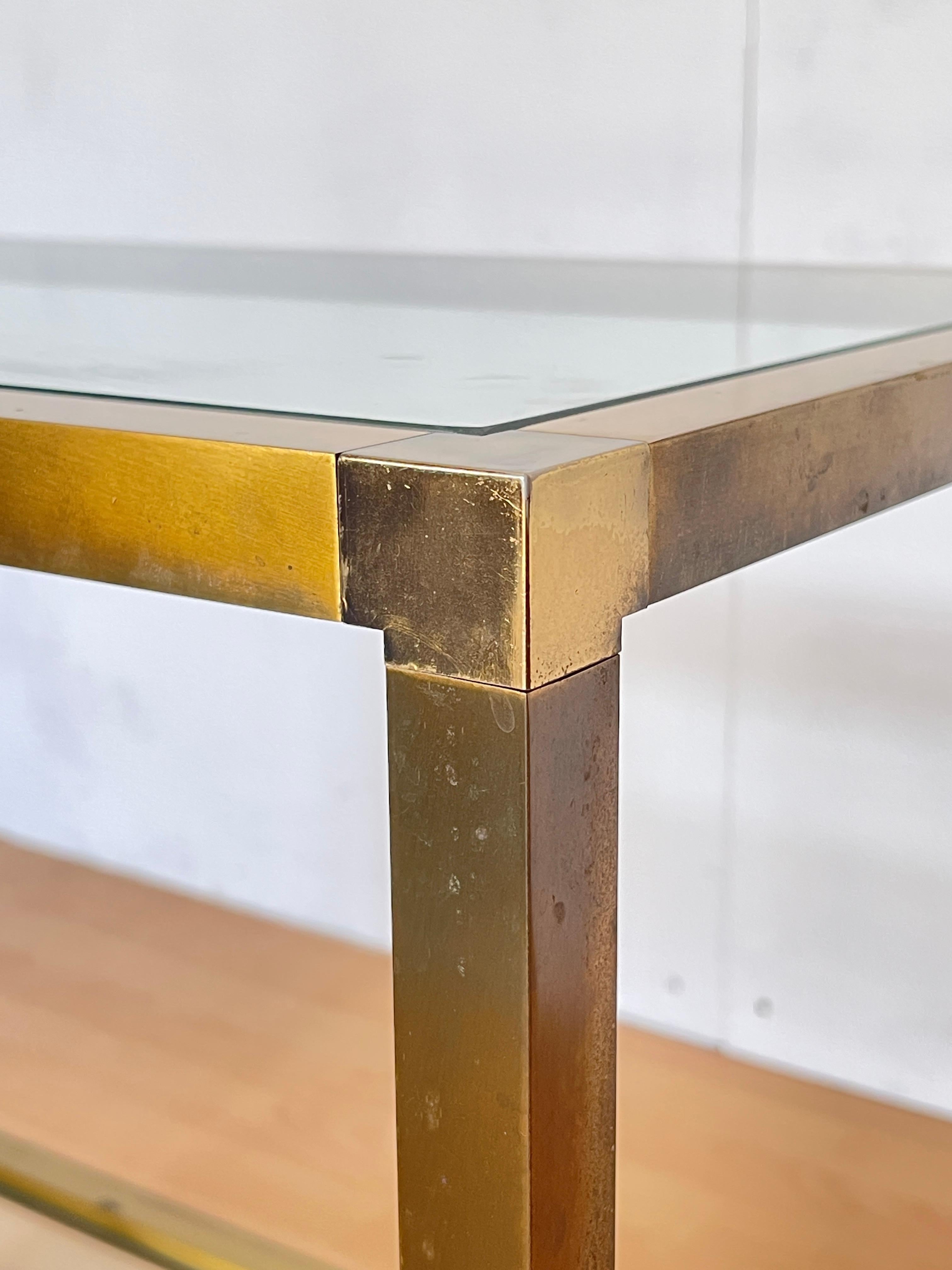 Ottone Carrello da tè vintage in ottone e vetro – Design anni '70 in vendita