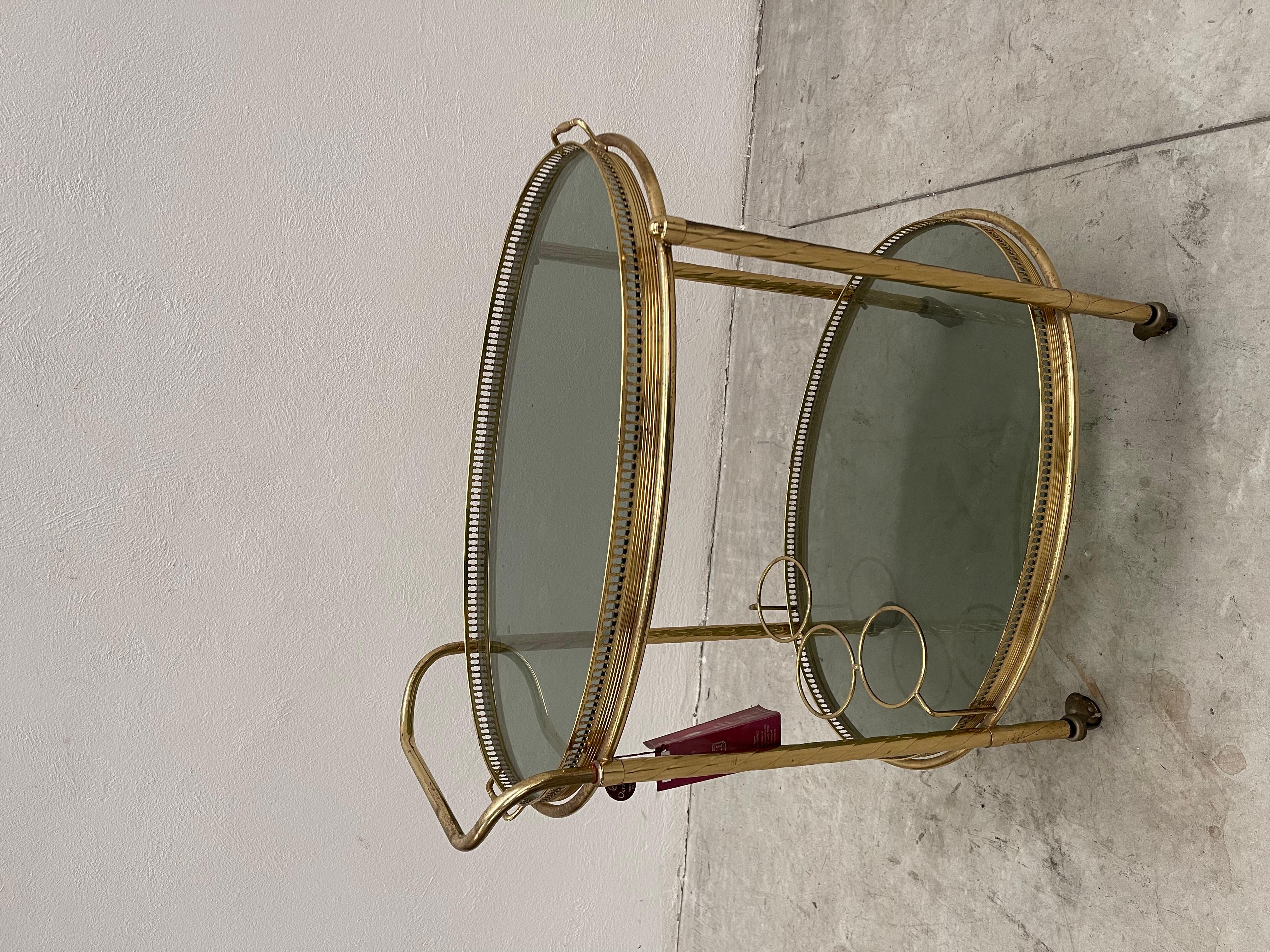 Late 20th Century Vintage brass bar food trolley For Sale