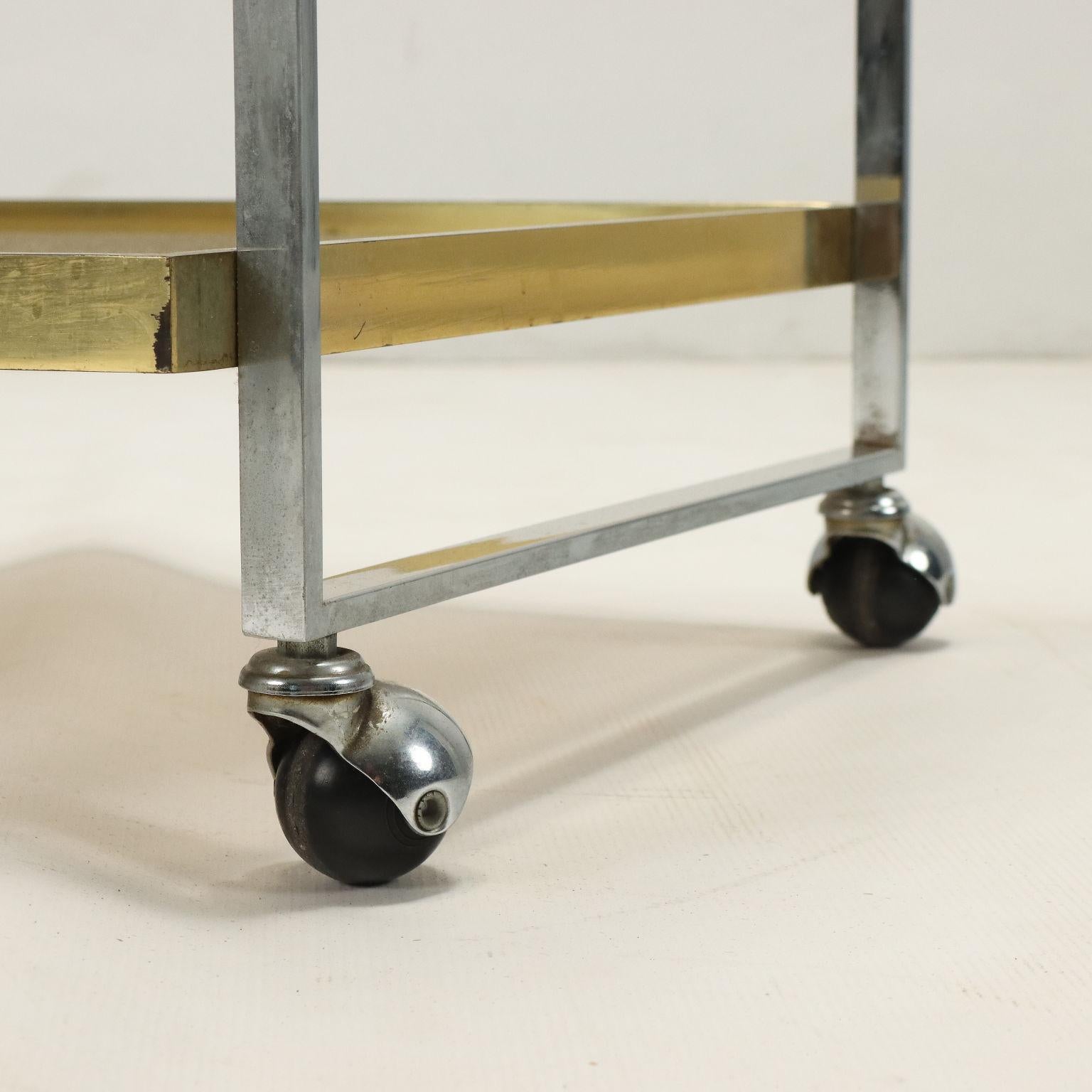 Mid-20th Century 1960s Service Trolley, metal and smoked glass For Sale