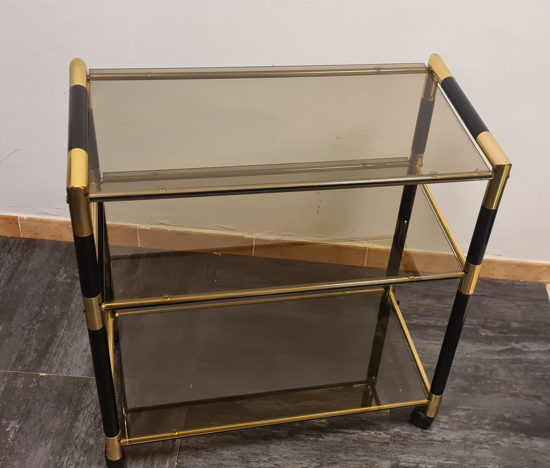 Tommaso Barbi's trolley in wood and brass In Good Condition In Torino, IT