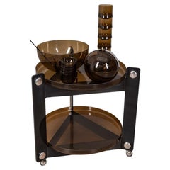 Carrello e set di bicchieri e tazze vintage anni 70 design L.Massoni per Guzzini