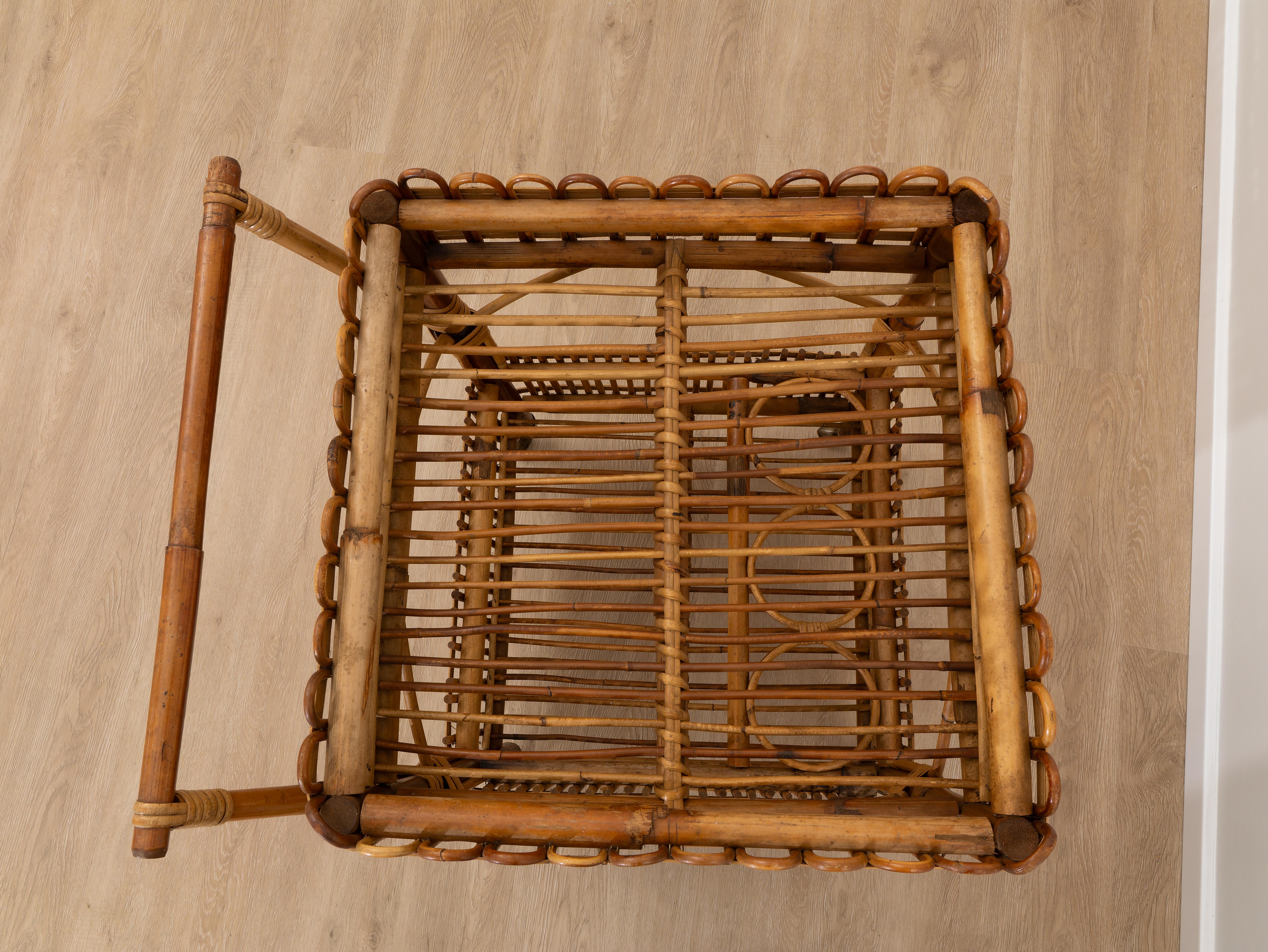 Italian Bamboo trolley, 1960s For Sale