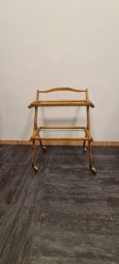 Carrello in frassino con vassoi estraibili di Cesare Lacca anni 50