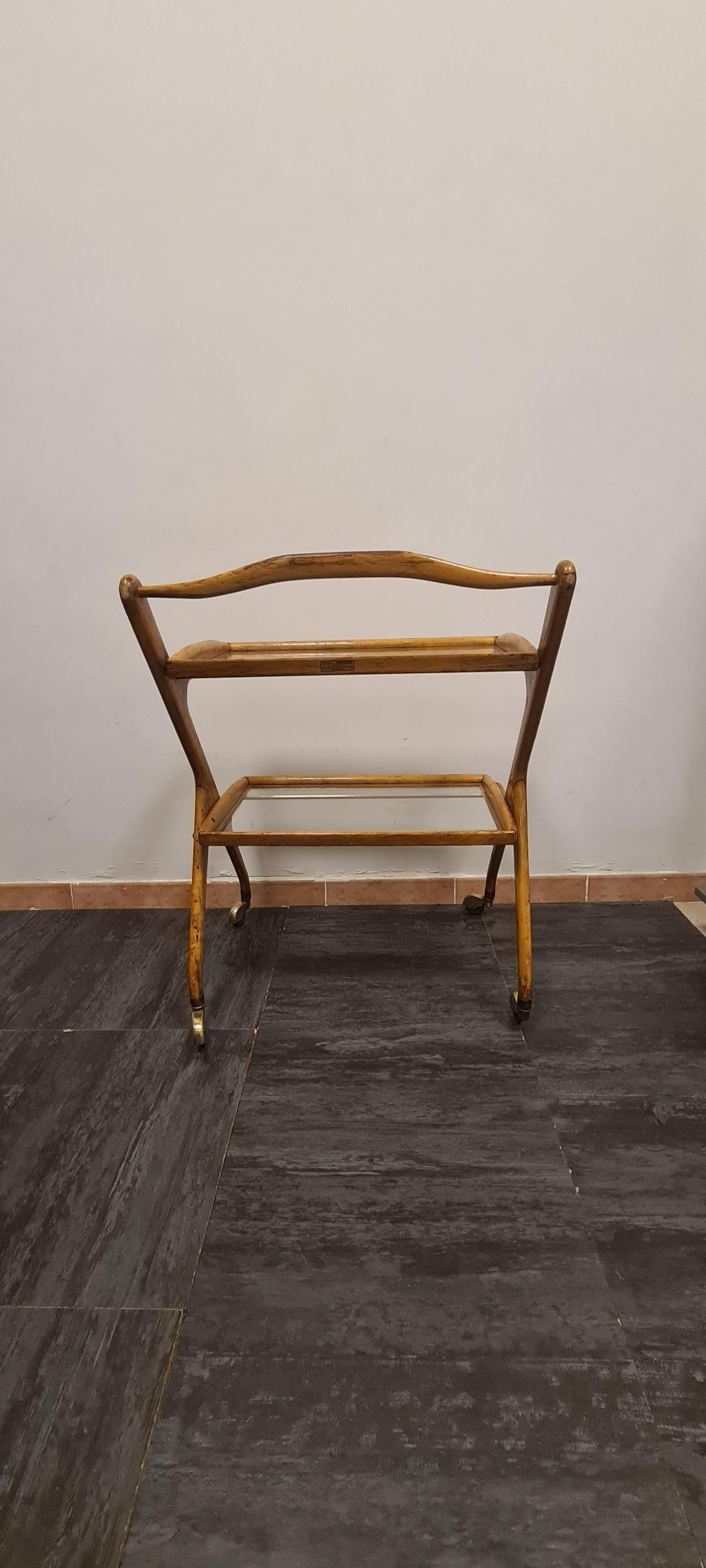 Mid-20th Century Ash cart with pull-out trays by Cesare Lacca 1950s