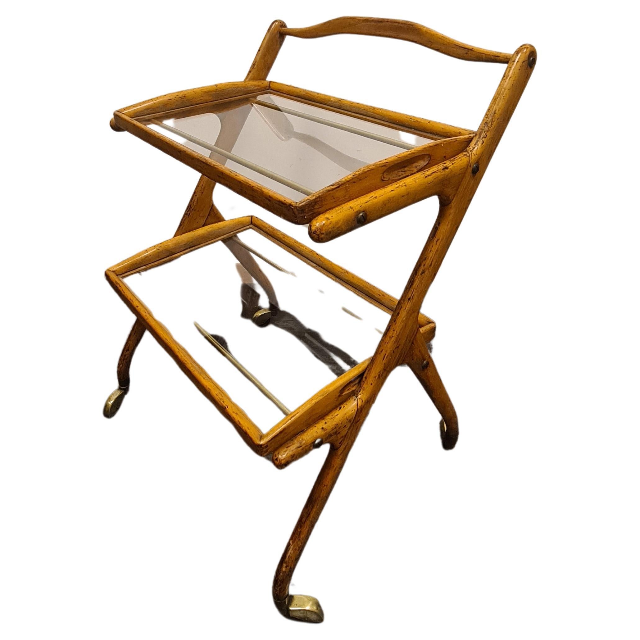 Ash cart with pull-out trays by Cesare Lacca 1950s